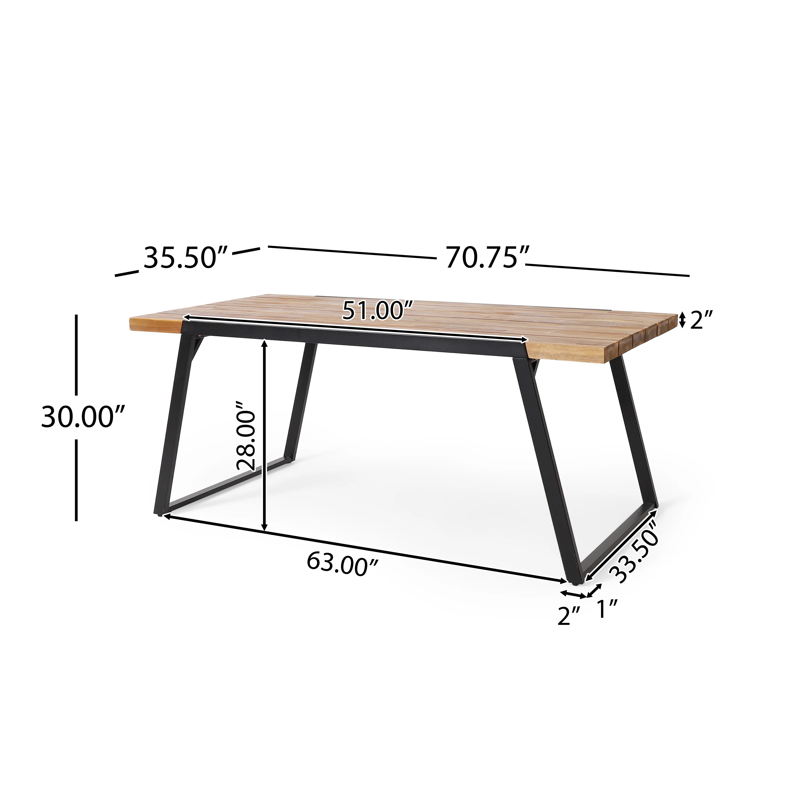 Gebo Outdoor Modern Acacia Wood Dining Table - furnishings