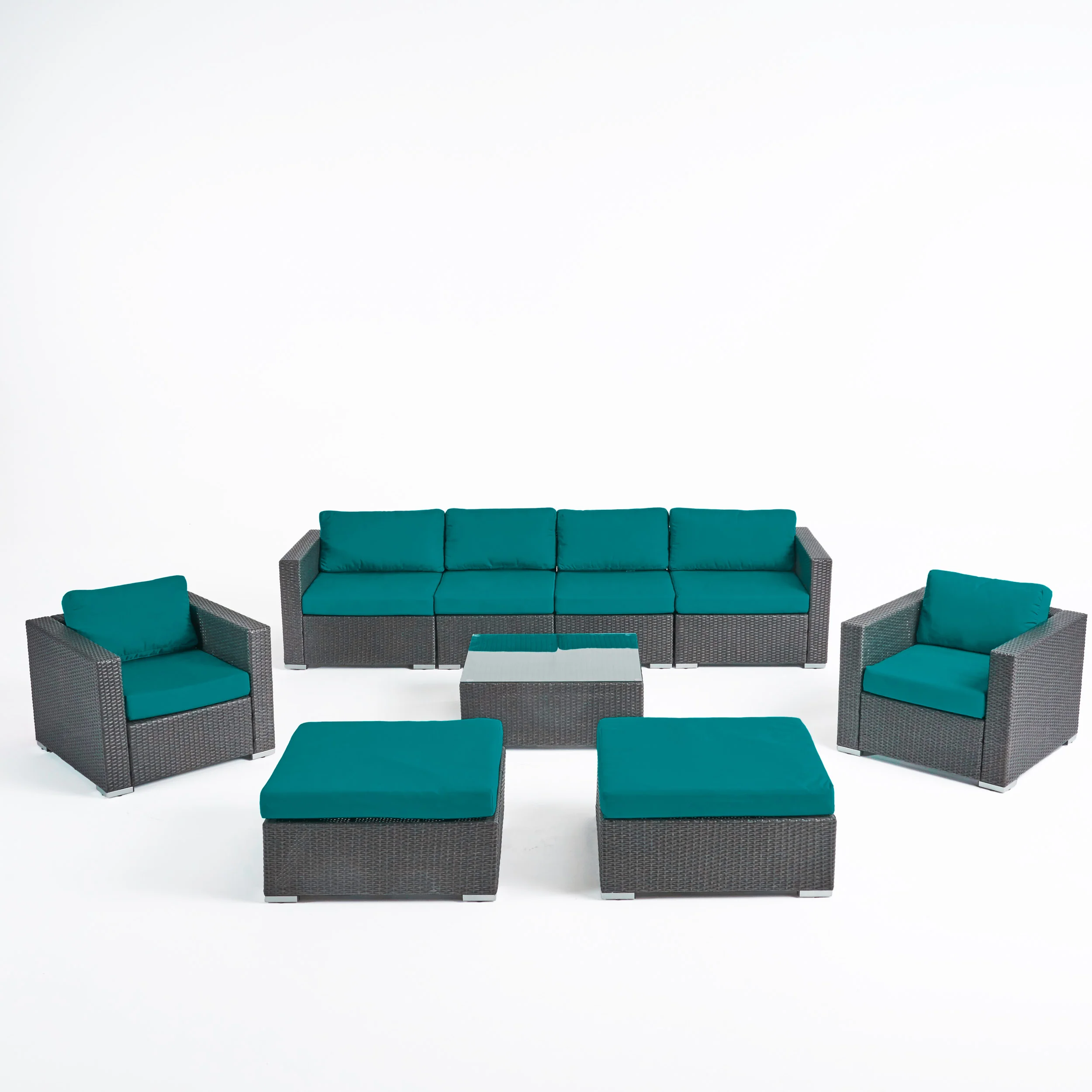 Kyra Outdoor 6 Seater Wicker Modular Sectional Sofa Set with Sunbrella Cushions - furnishings