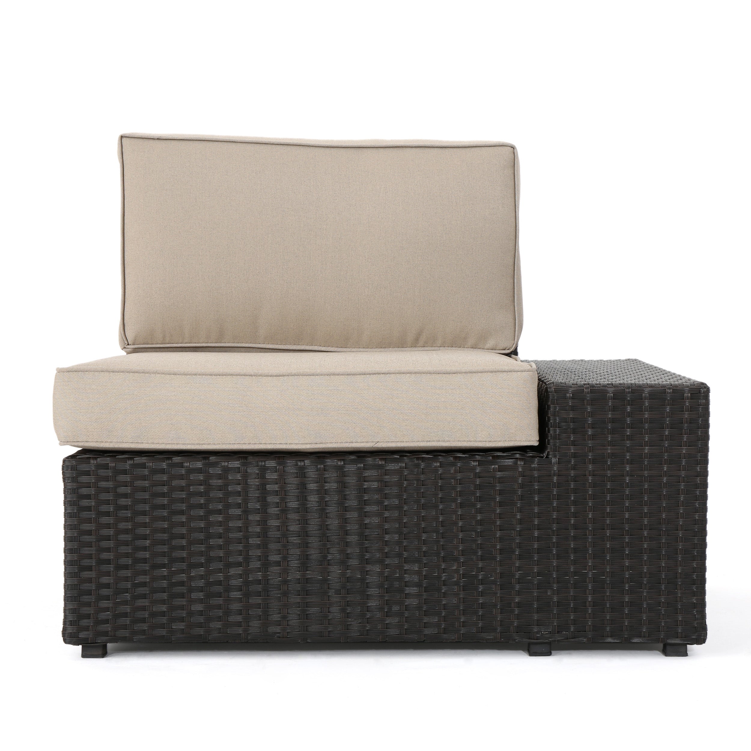 Reddington Outdoor 9 Piece Wicker Sectional with Beige Water Resistant Cushions - furnishings