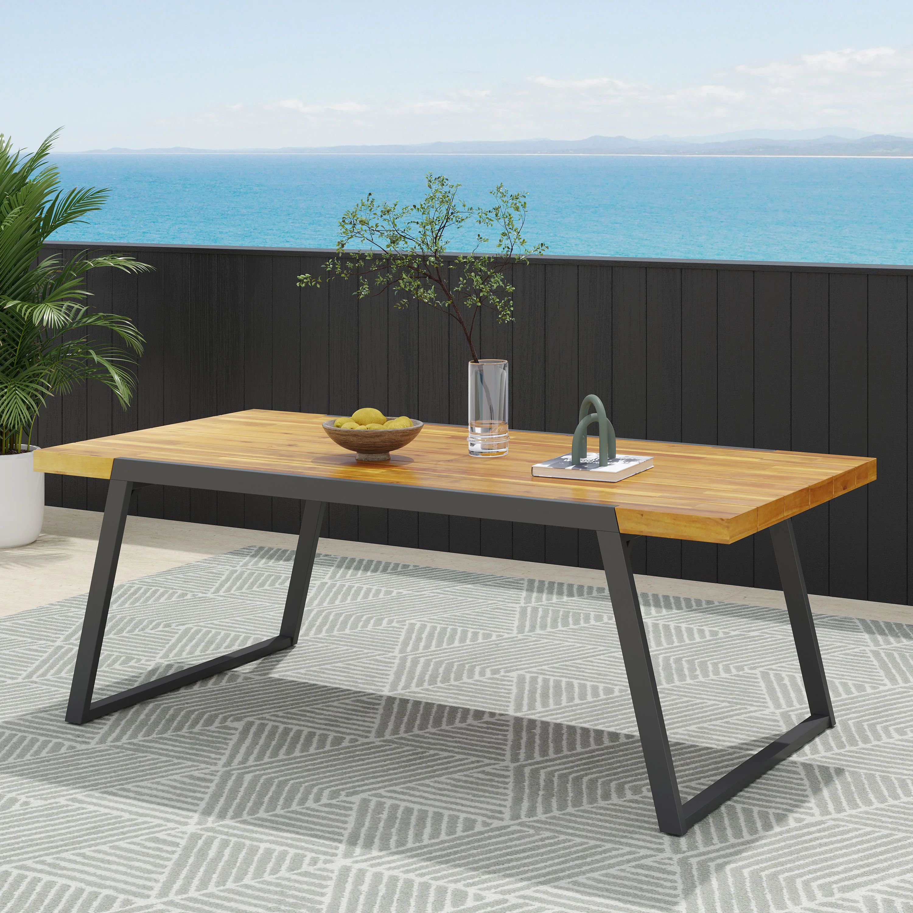 Gebo Outdoor Modern Acacia Wood Dining Table - furnishings