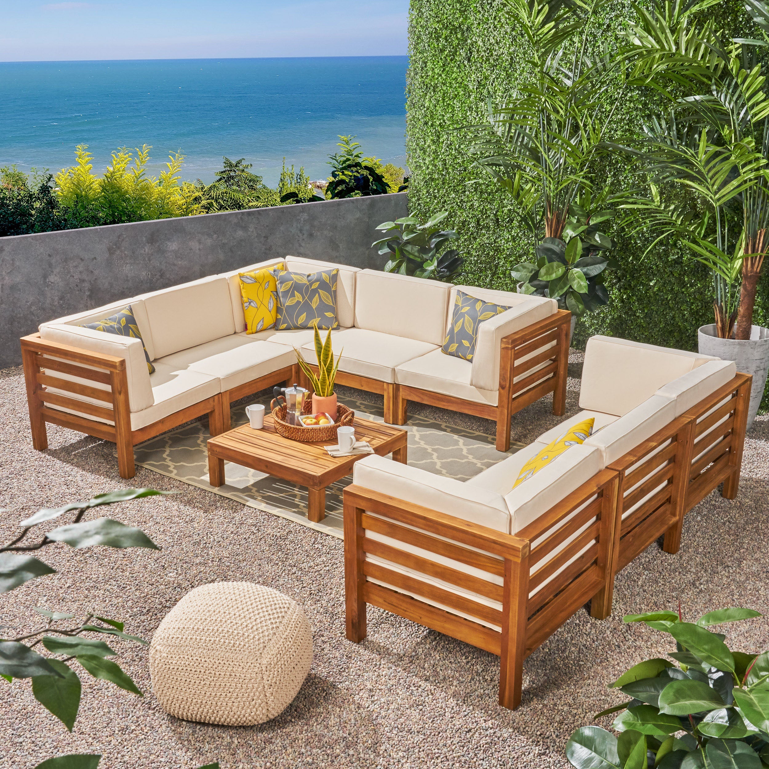 Ravello Outdoor Sectional Sofa Set with Coffee Table - furnishings