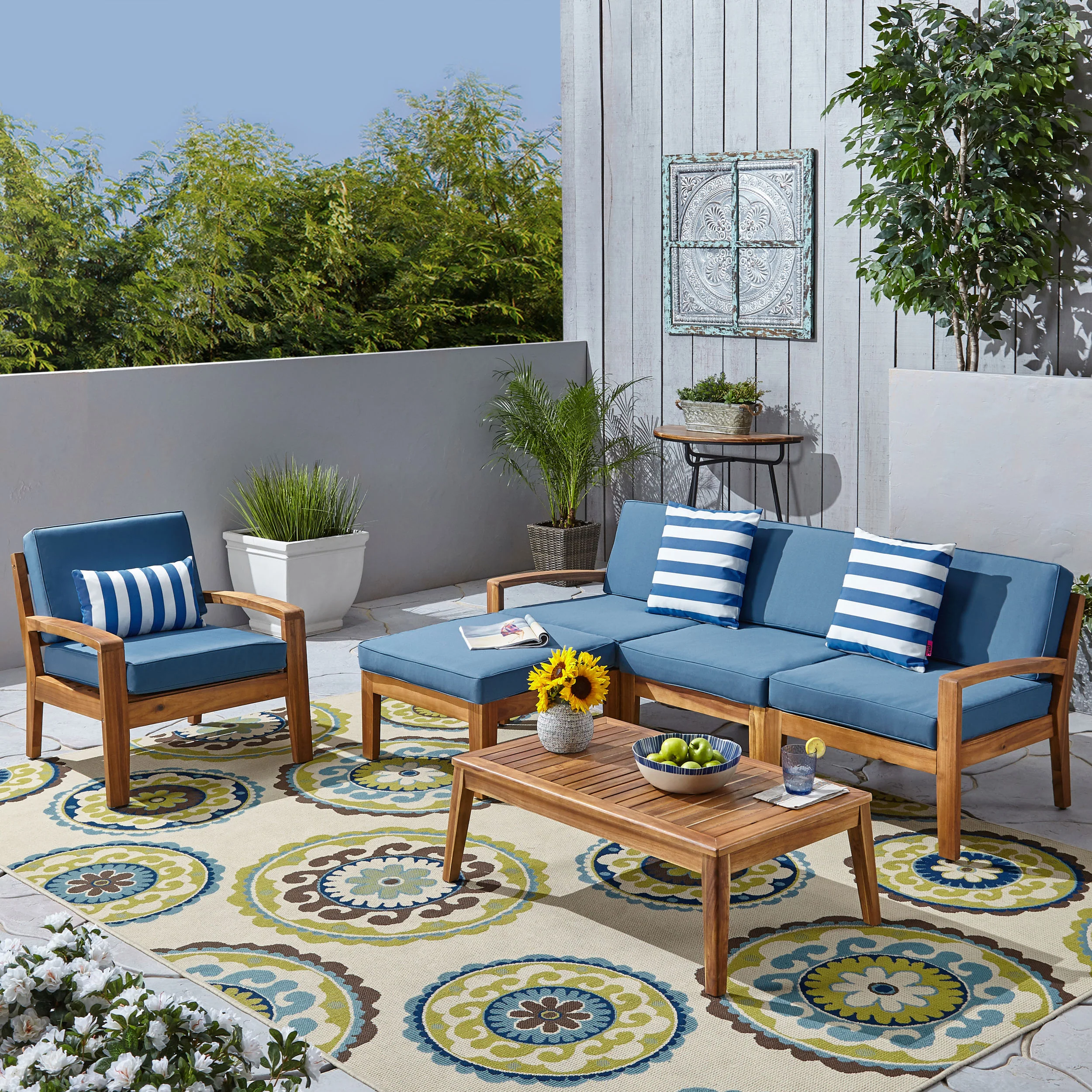 Parma 4-Seater Sectional Sofa Set For Patio with Club Chair - furnishings