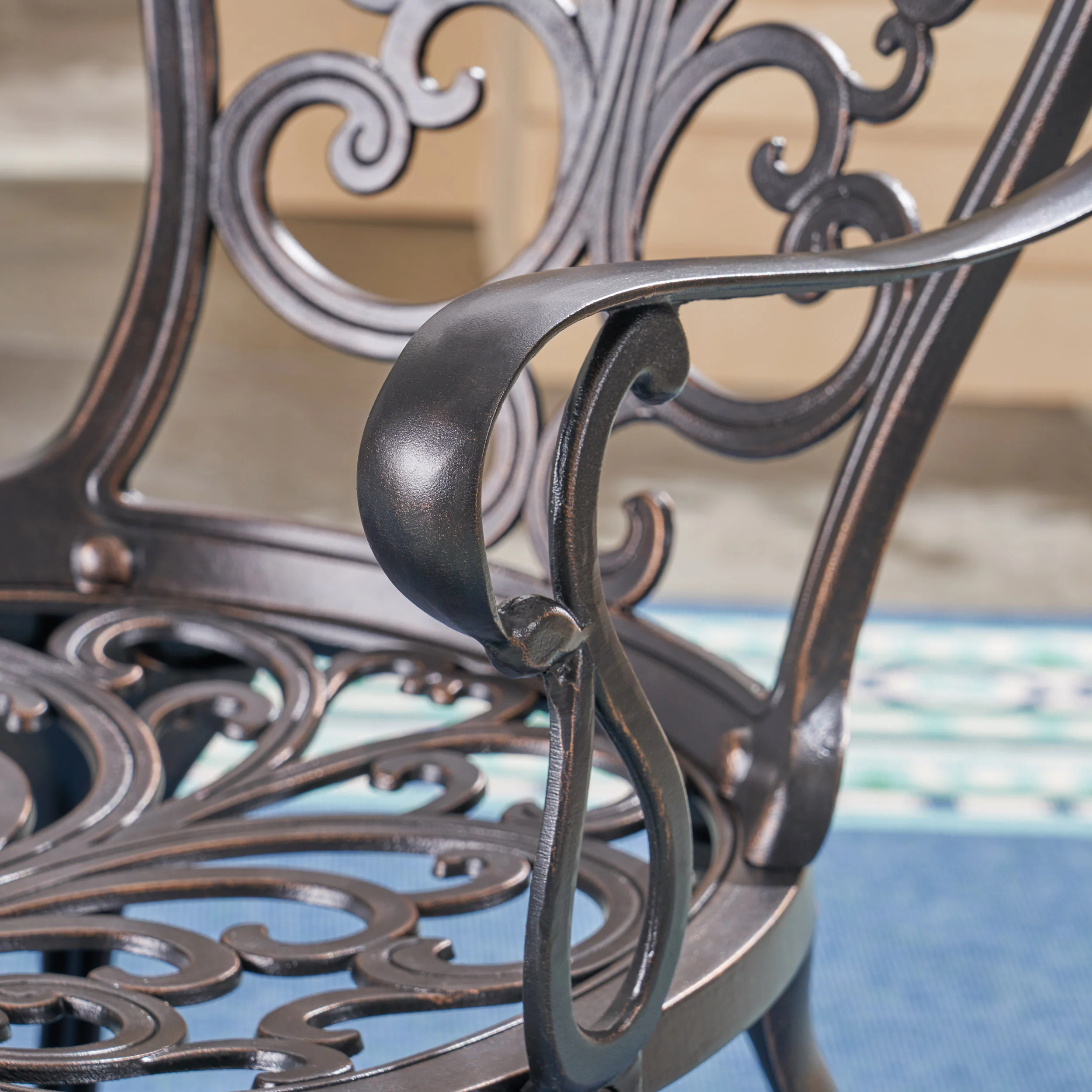Buddy Outdoor Cast Aluminum Dining Chair (Set of 2), Shiny Copper - furnishings
