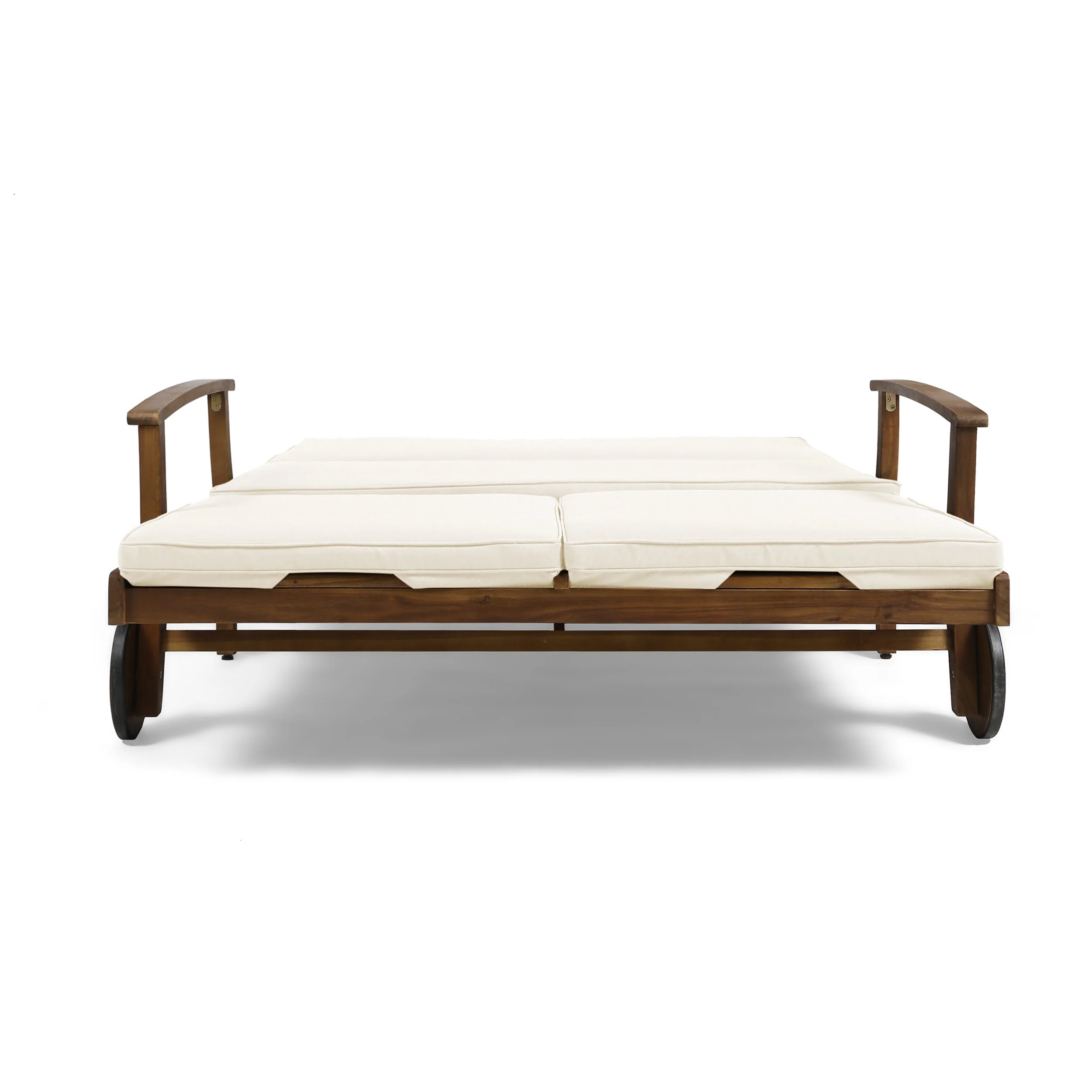 Samantha Double Chaise Lounge for Yard and Patio, Acacia Wood Frame - furnishings