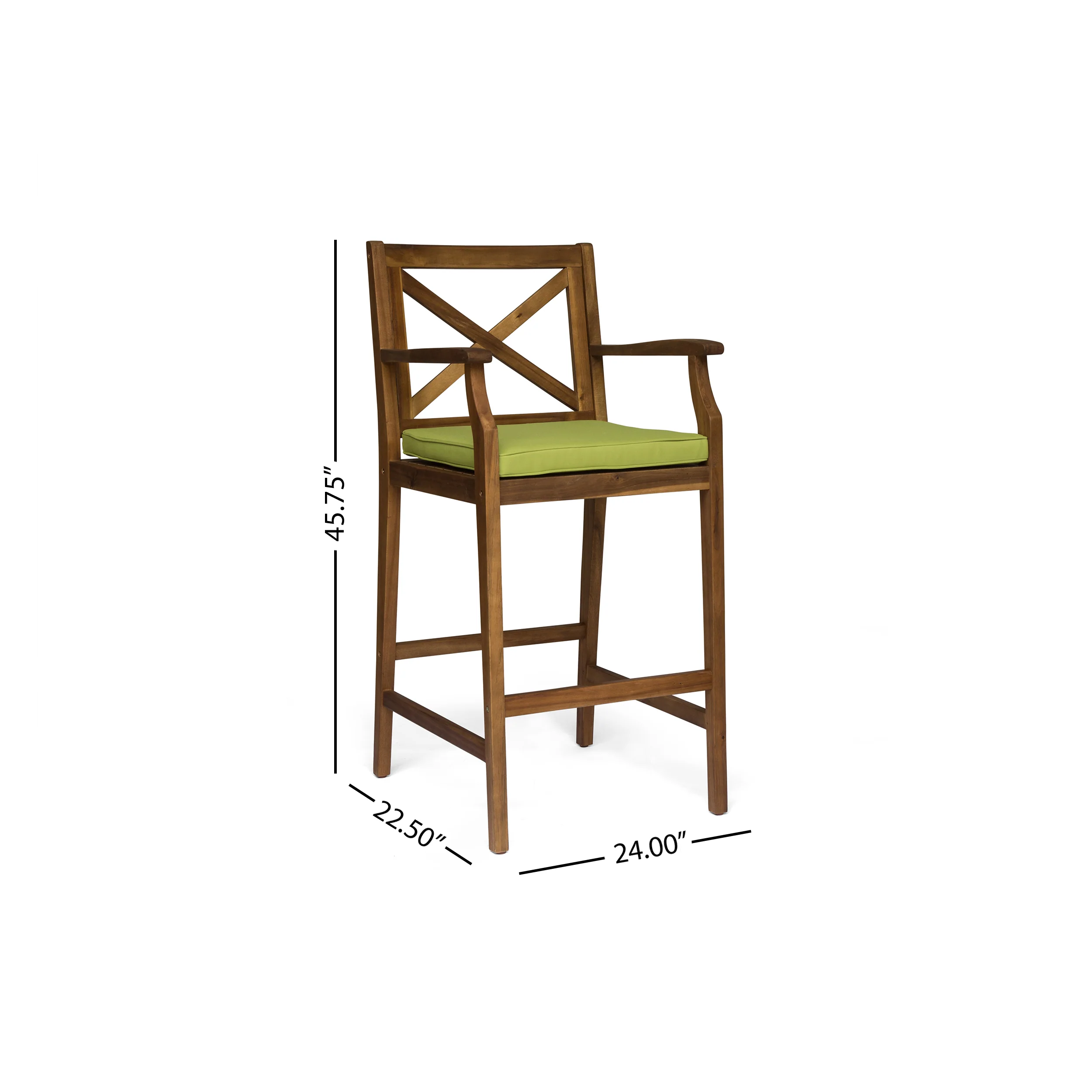 Doric Outdoor Rustic Acacia Wood Barstools with Cushions (Set of 4) - furnishings