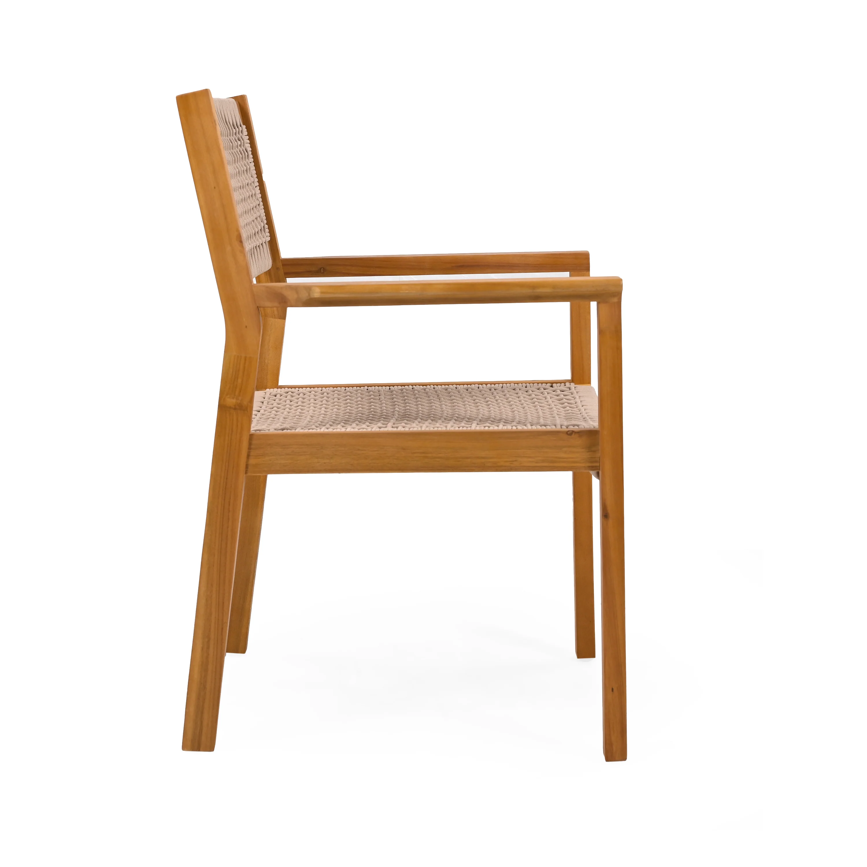Seraphina Outdoor Patio Acacia Wood Braided Rope Dining Chairs, Set of 2 - furnishings