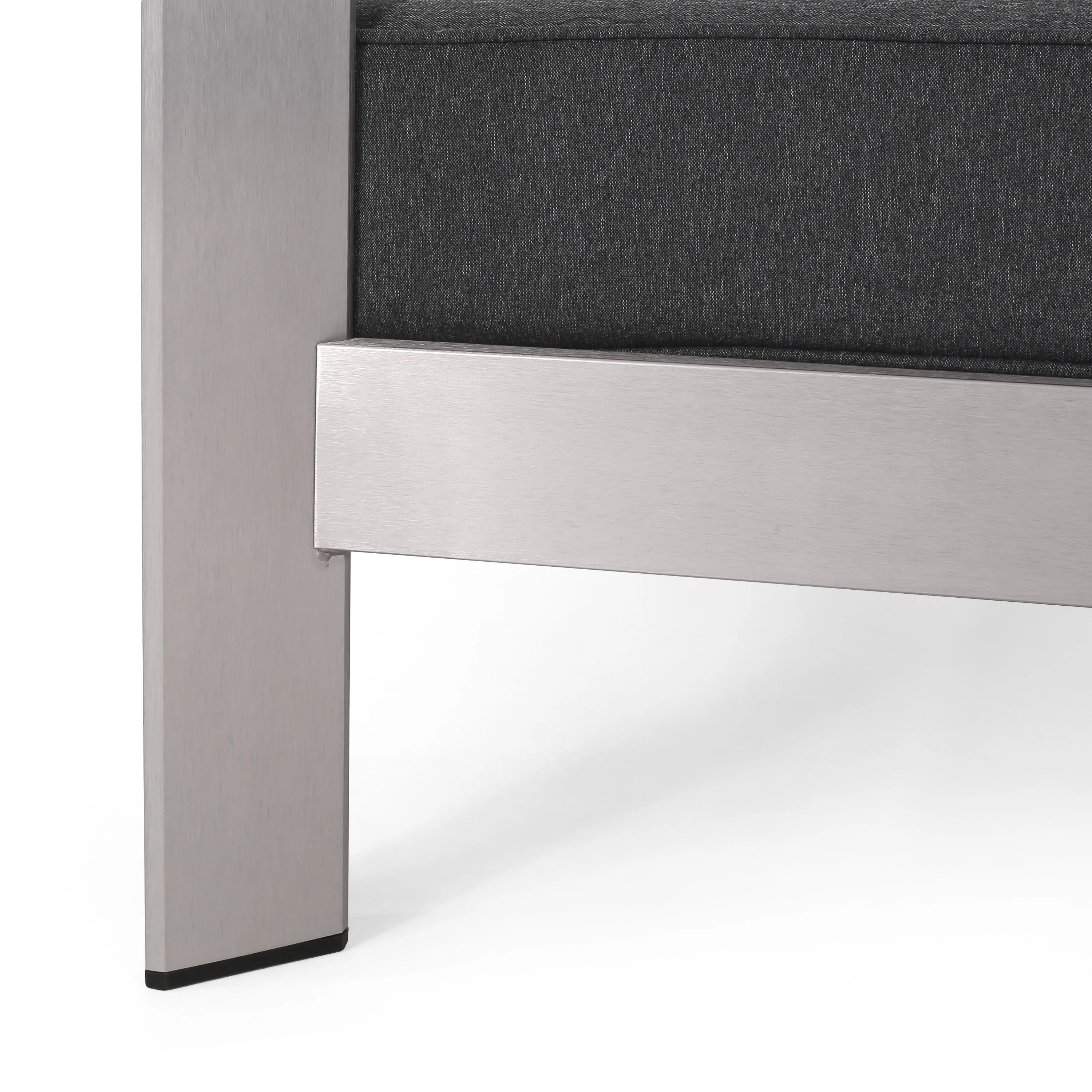 Alec Outdoor Aluminum Loveseat and Tempered Glass-Topped Coffee Table, Silver and Gray - furnishings