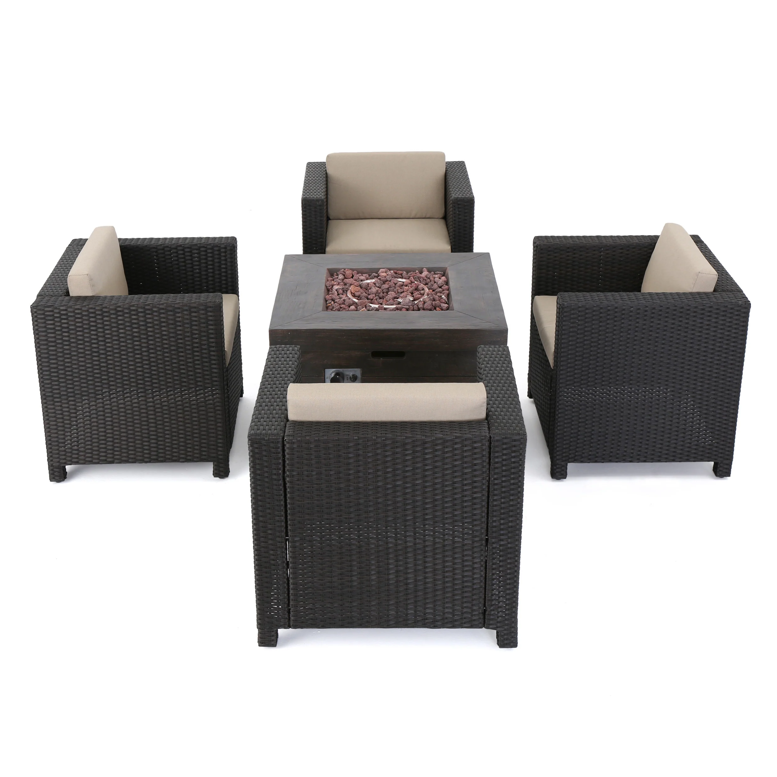 Venice 4-Seater Outdoor Fire Pit Chat Set - furnishings