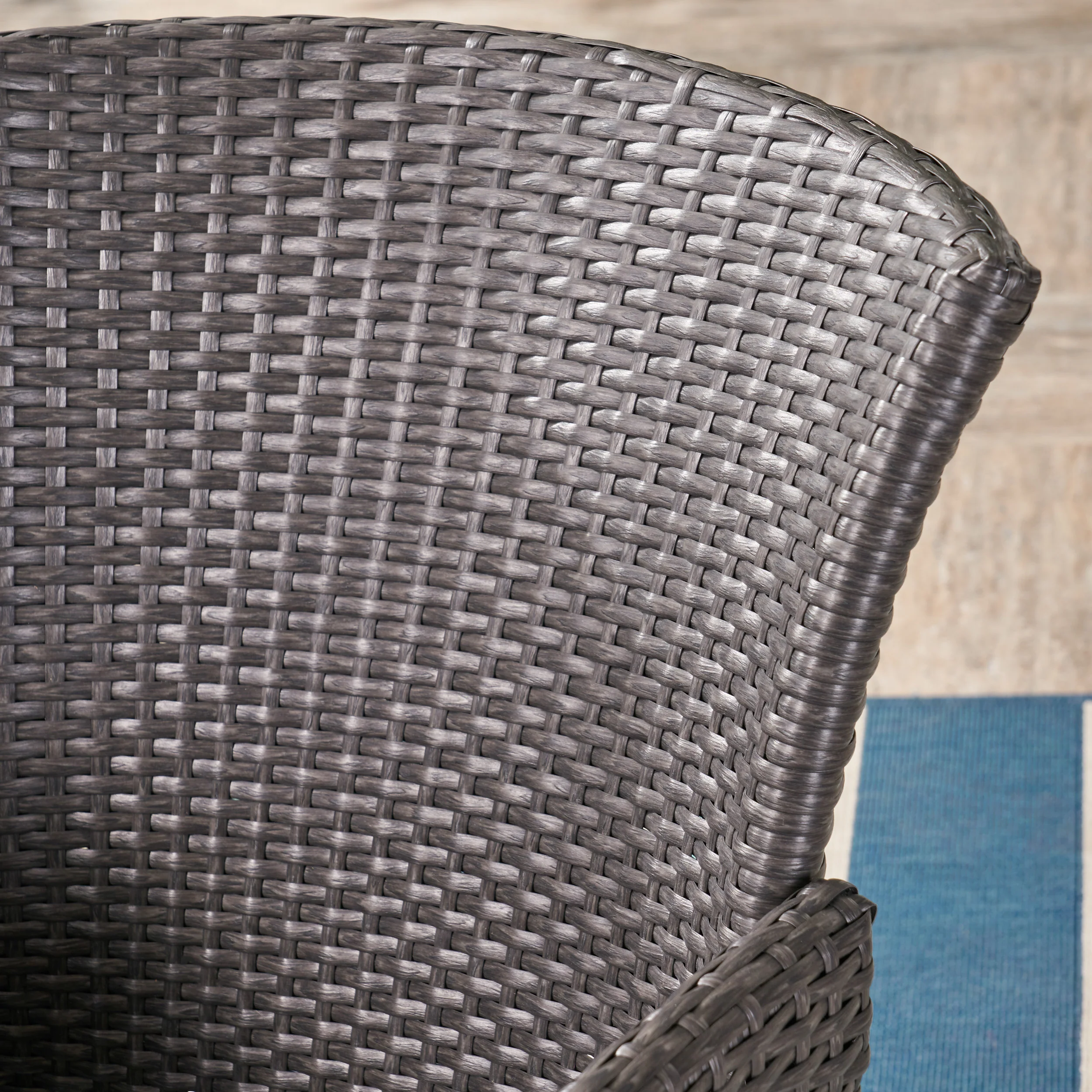 Dilon Outdoor Transitional 3-Piece Gray Wicker Bistro Set with Umbrella Hole - furnishings