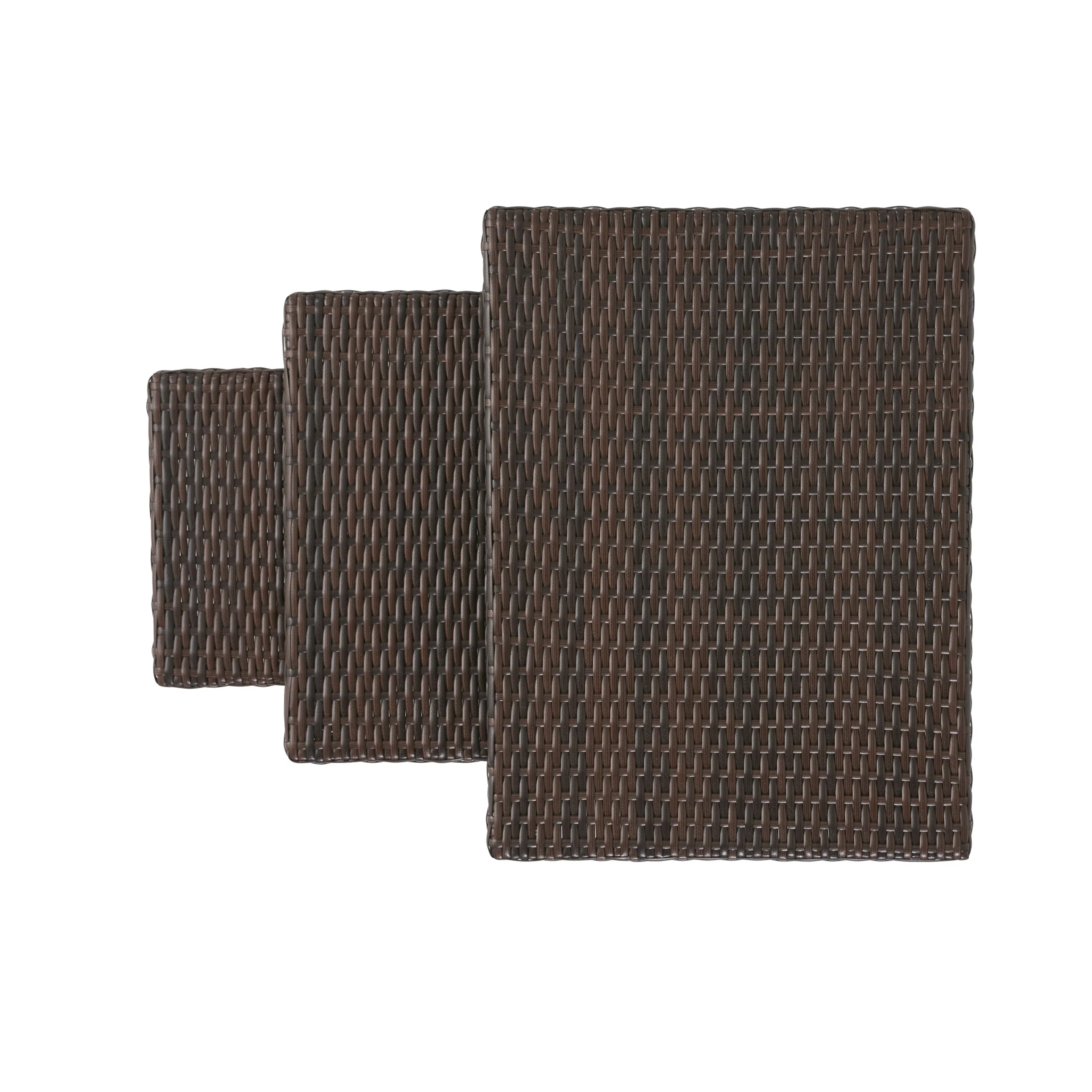 Mayall Multibrown Wicker Nested Side Tables (Set of 3) - furnishings