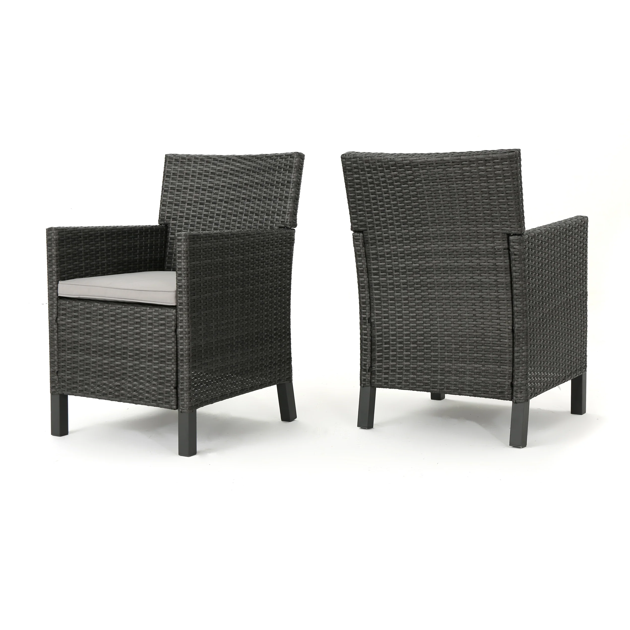 Cyrus Outdoor Wicker Dining Chairs with Water Resistant Cushions (Set of 2) - furnishings