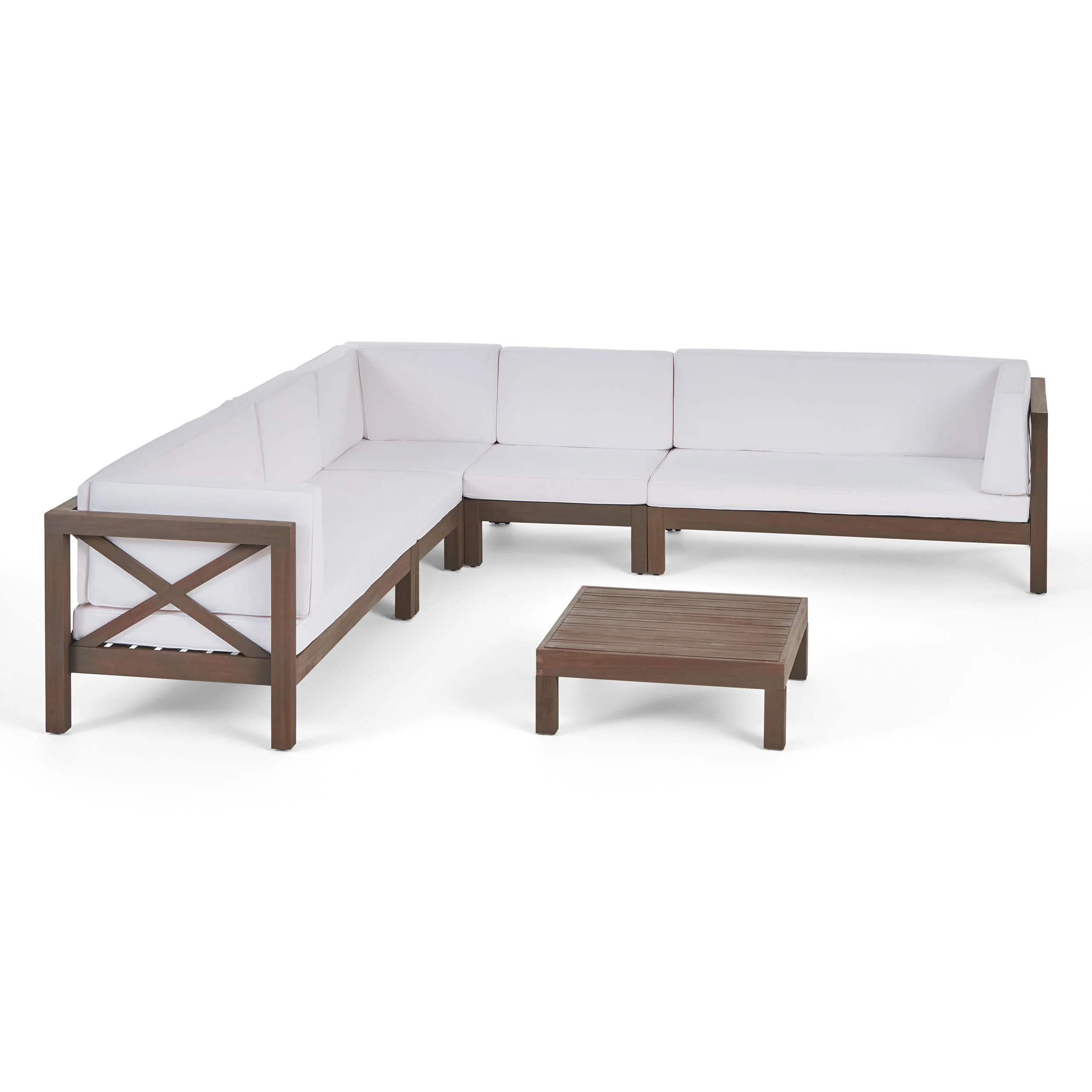 Cynthia Outdoor 7 Seater Acacia Wood Sectional Sofa Set - furnishings