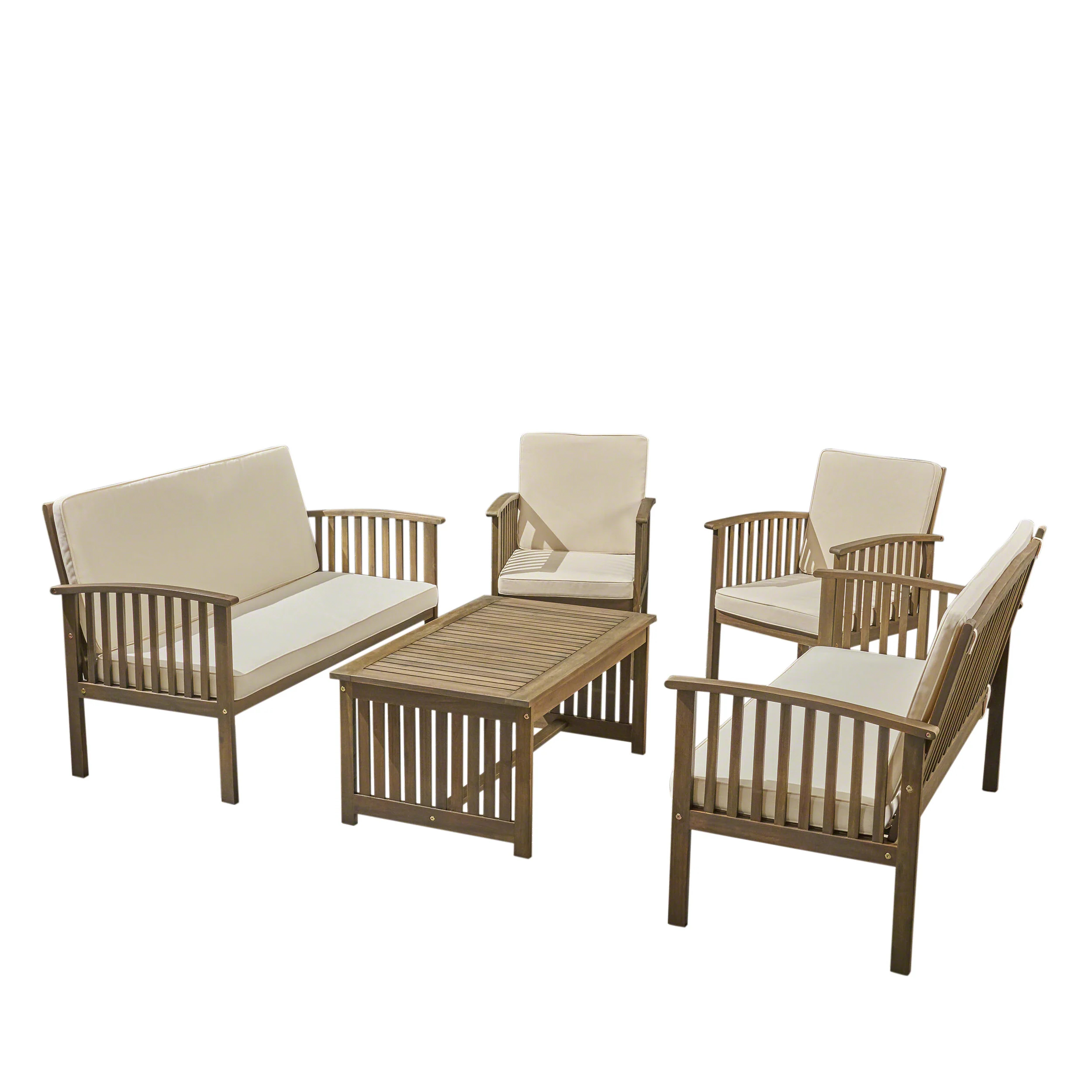 Cape Outdoor 5-Piece Acacia Wood Sofa Set - furnishings