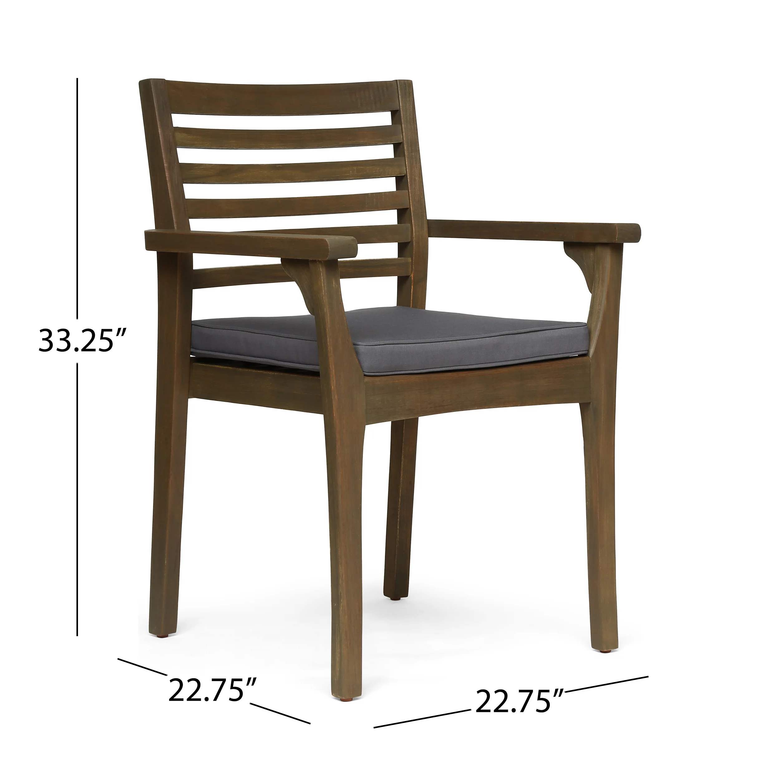 Esther Patio Dining Chairs, Acacia Wood and Outdoor Cushions - furnishings