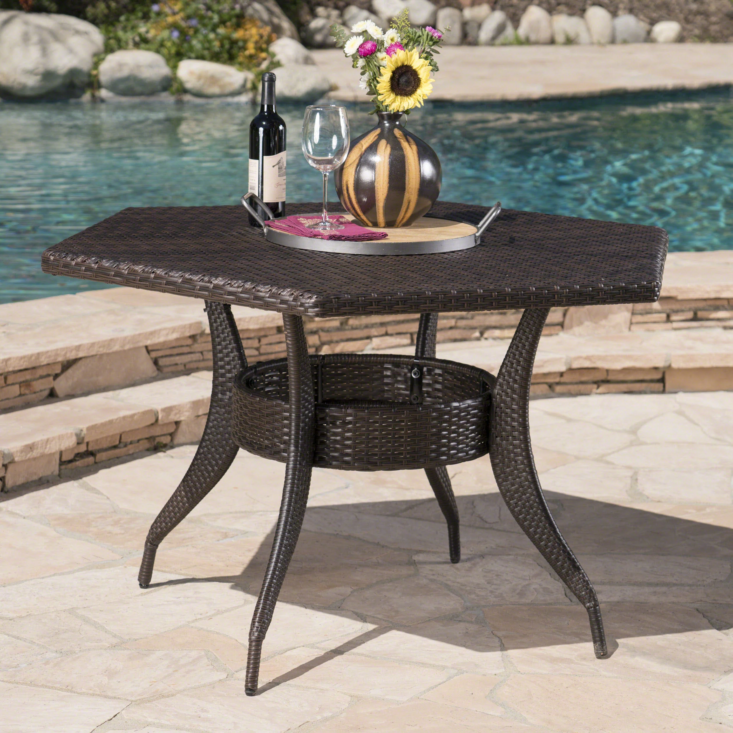 Daisy Outdoor 53 Inch Wicker Hexagon Dining Table - furnishings