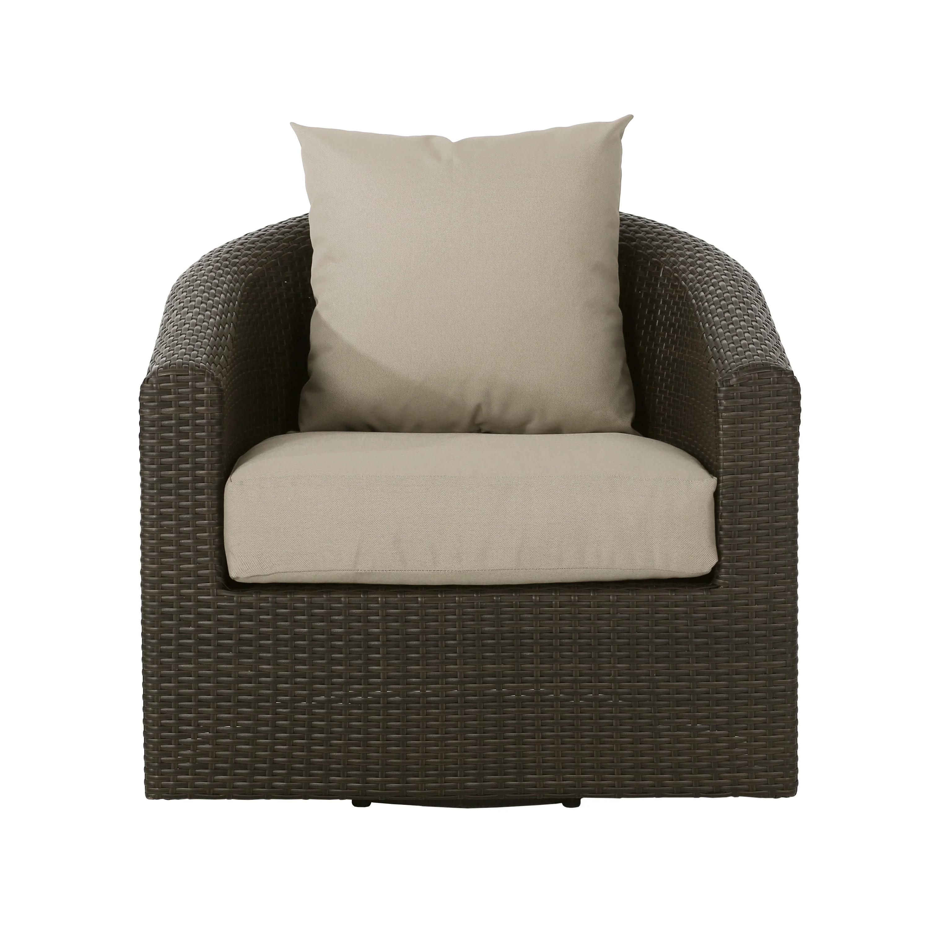 Gletchburg Outdoor 5 Piece Fire Pit Wicker Swivel Club Chair Chat Set - furnishings