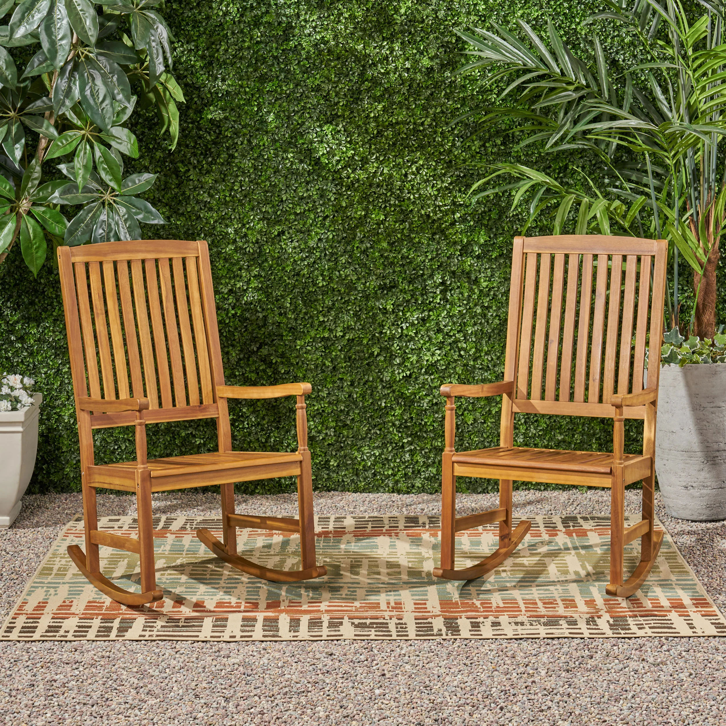 Penny Outdoor Acacia Wood Rocking Chairs (Set of 2) - furnishings
