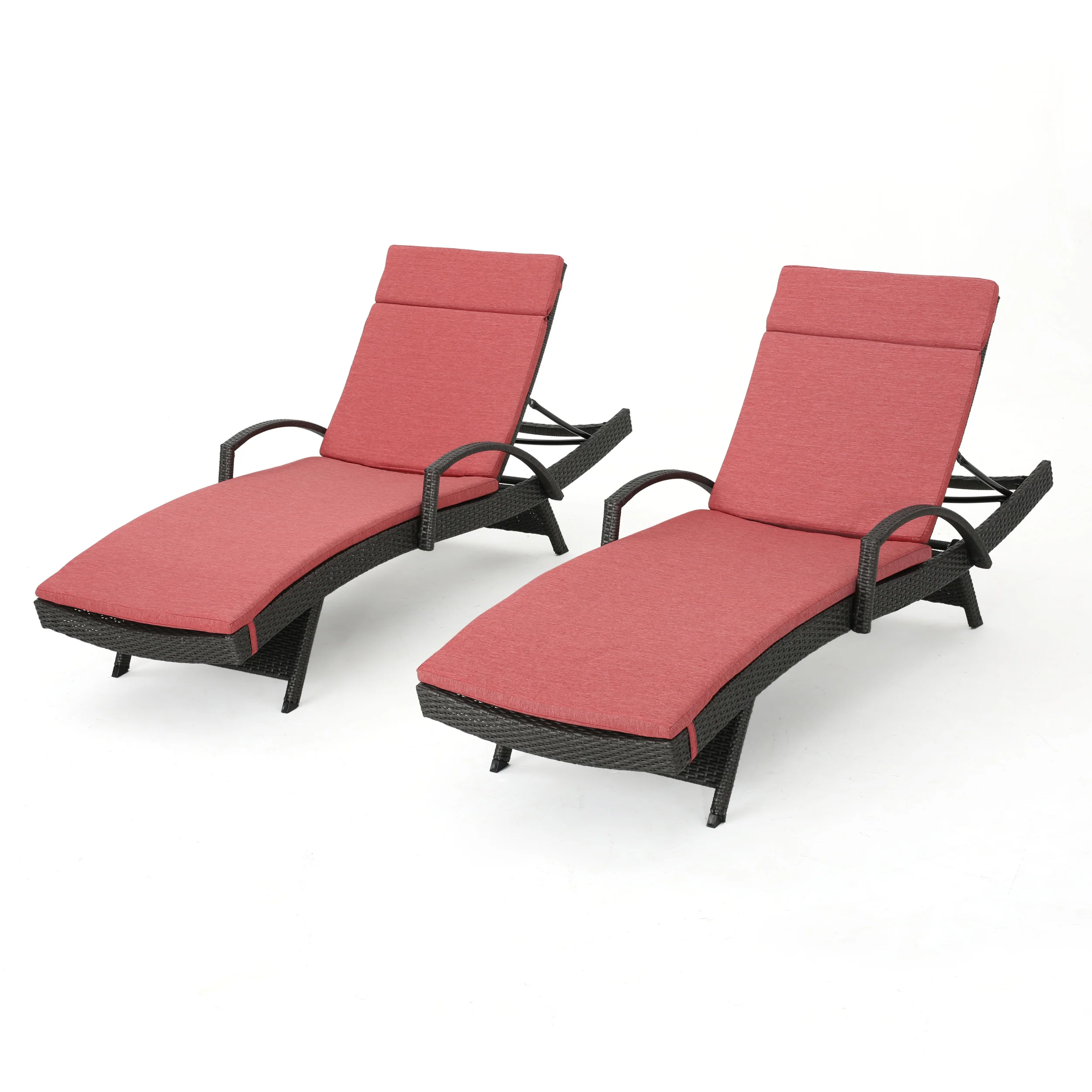 Soleil Outdoor Wicker Chaise Lounges w/ Water Resistant Cushions (Set of 2) - furnishings