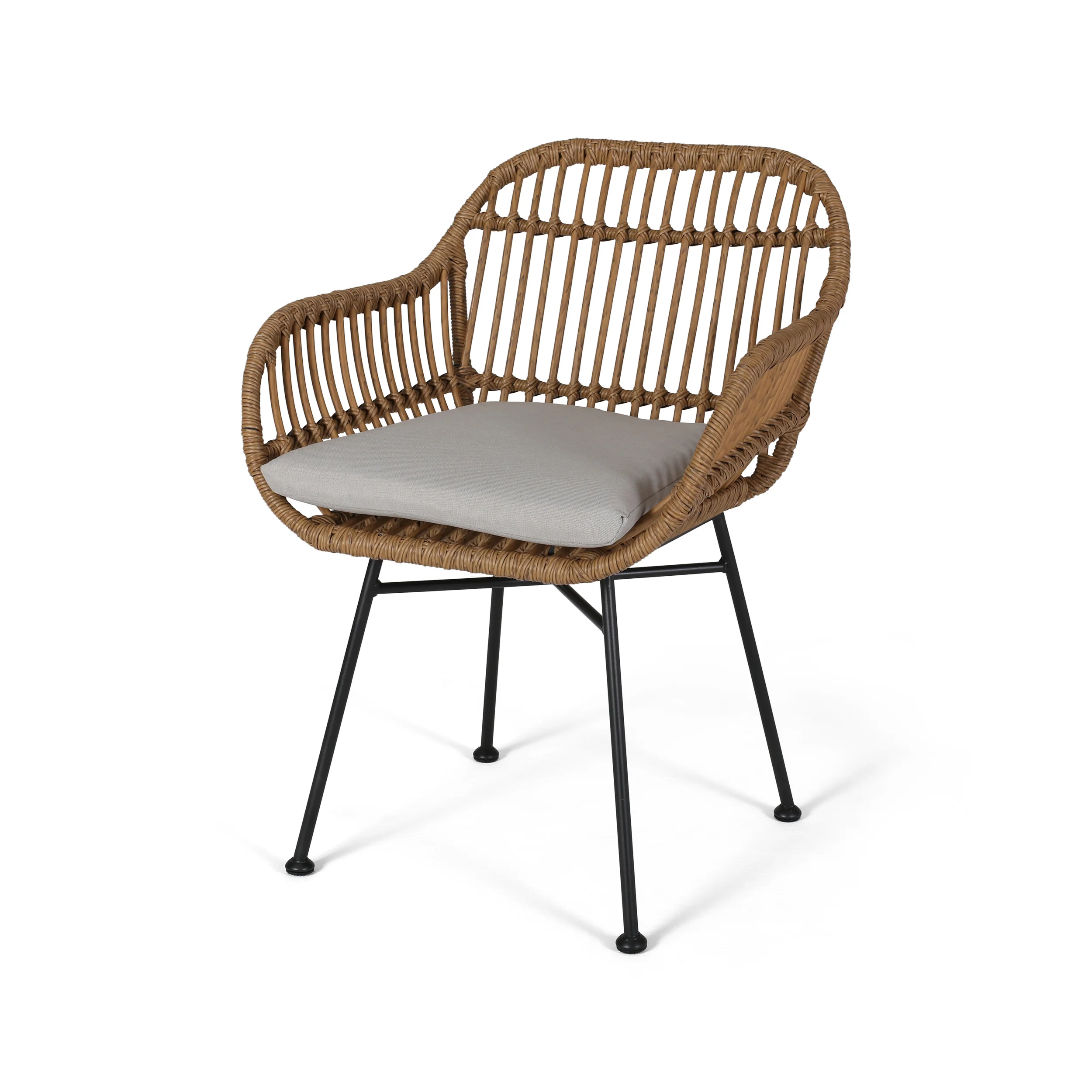 Rodney Outdoor Woven Faux Rattan Chairs with Cushions (Set of 2) - furnishings