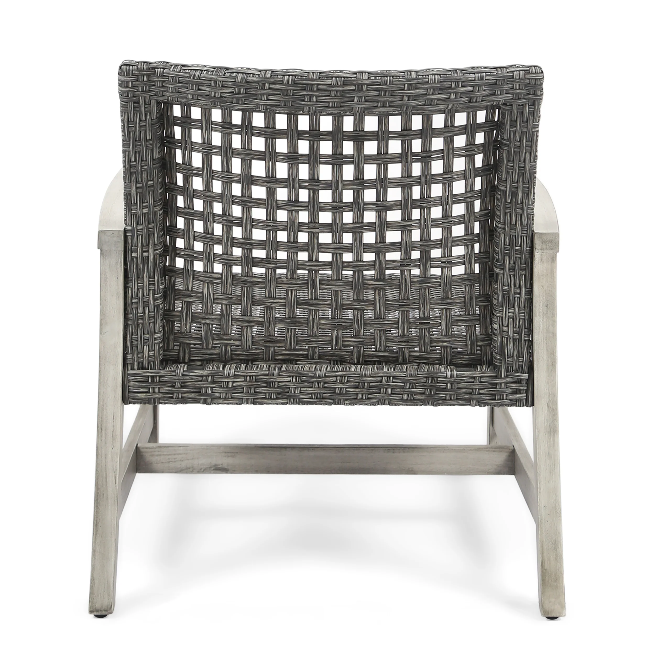 Levant Outdoor 4 Piece Wood and Wicker Chat Set with Fire Pit - furnishings