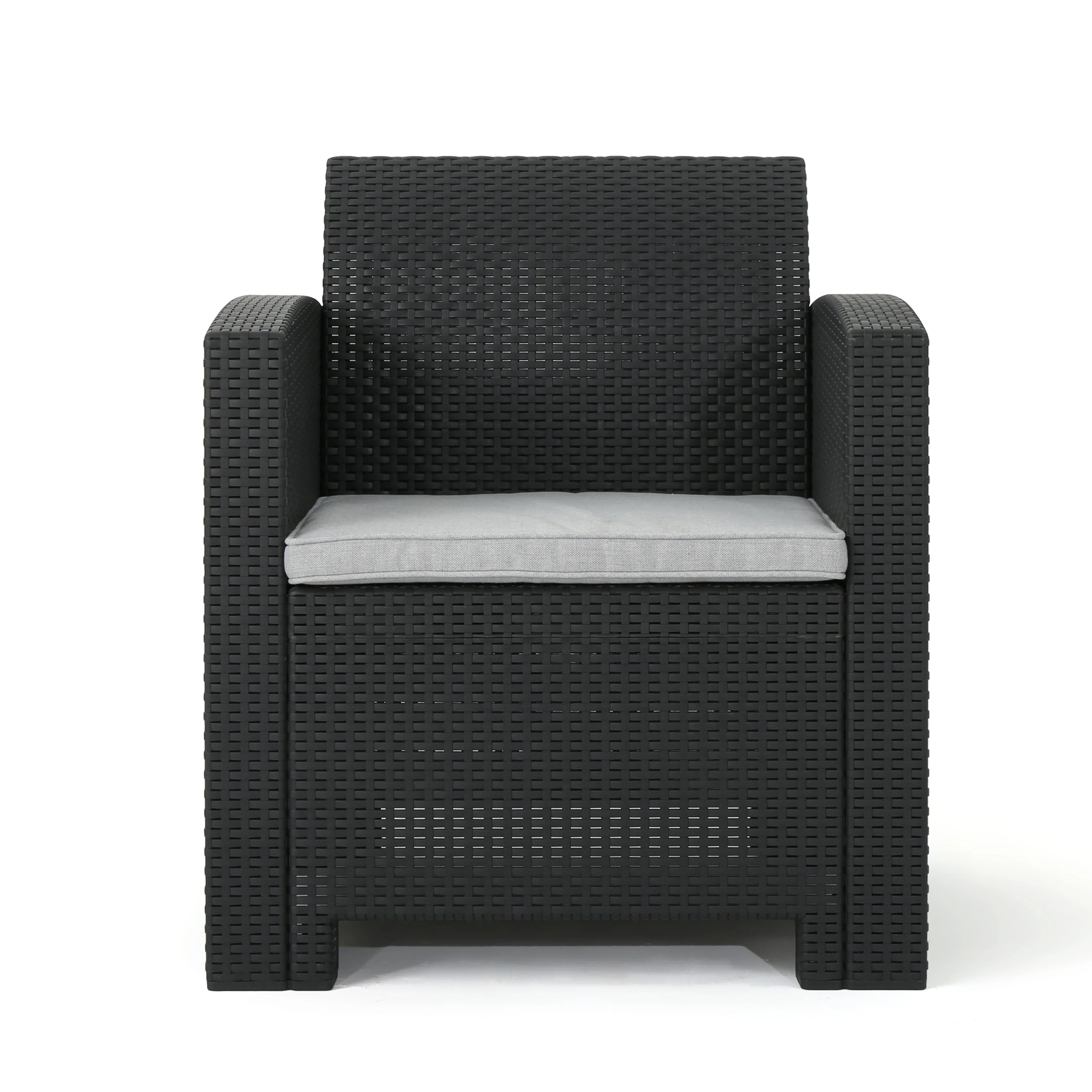 Maggie Outdoor 4-Seater Wicker Print Club Chair Chat Set With Fire Pit - furnishings