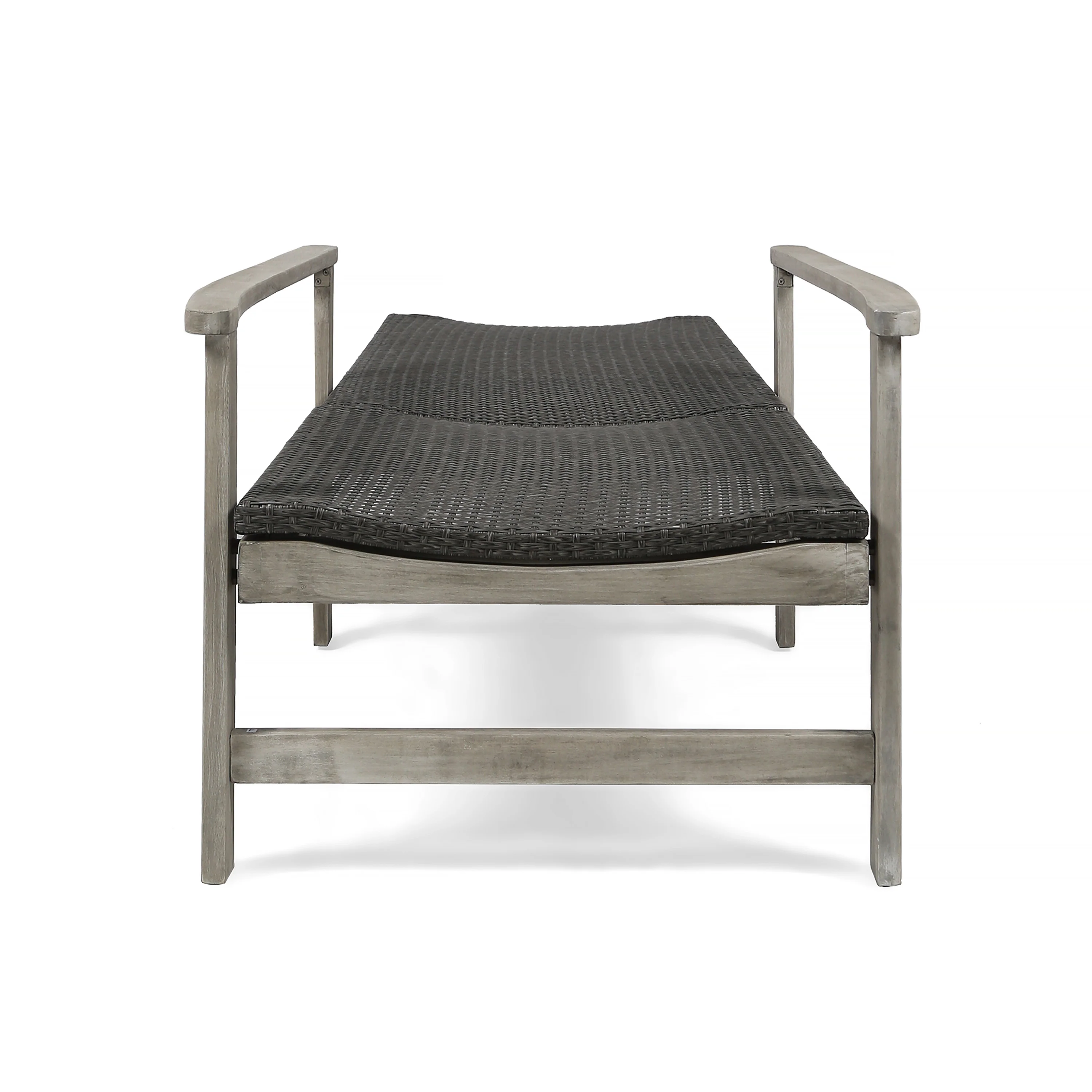 Kyle Outdoor Rustic Acacia Wood Chaise Lounge with Wicker Seating - furnishings