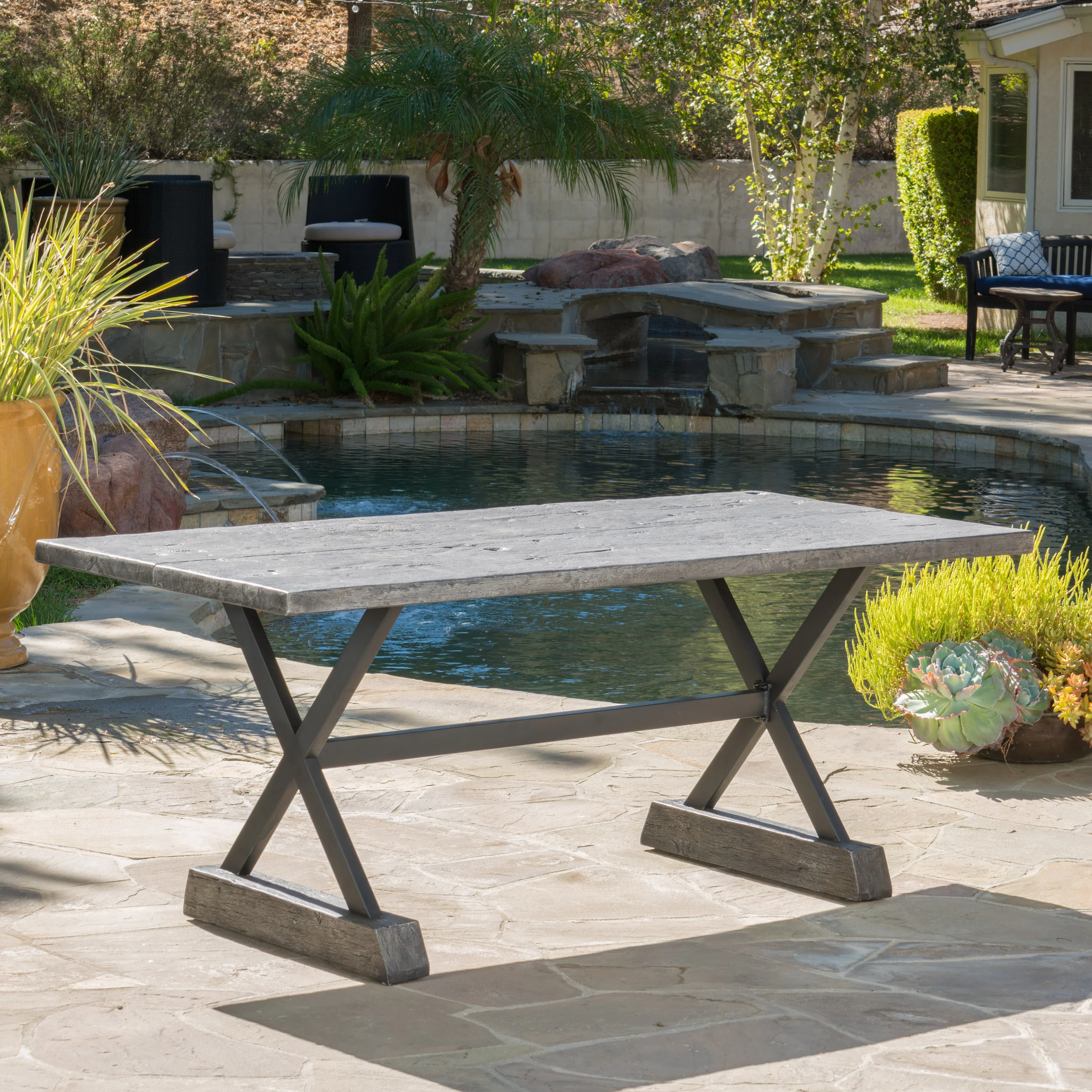 Lavelle Outdoor Lightweight Concrete Dining Table - furnishings
