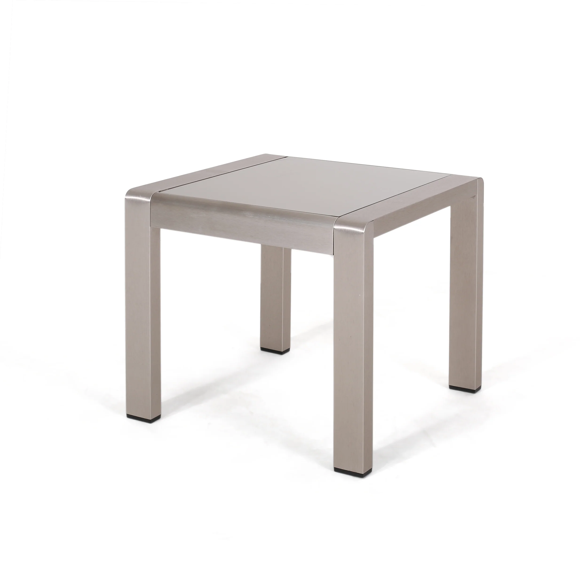 Giovanna Coral Outdoor Aluminum Side Table with Glass Top - furnishings
