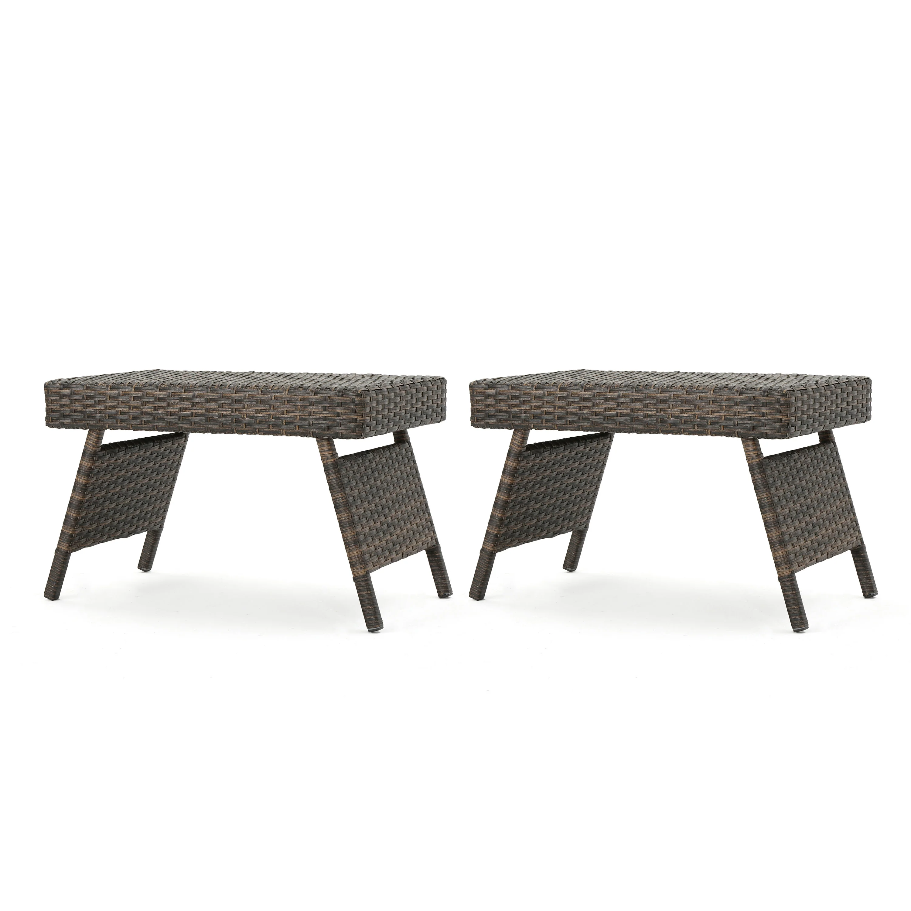 Thelma Outdoor Wicker and Aluminum Folding Side Table - furnishings