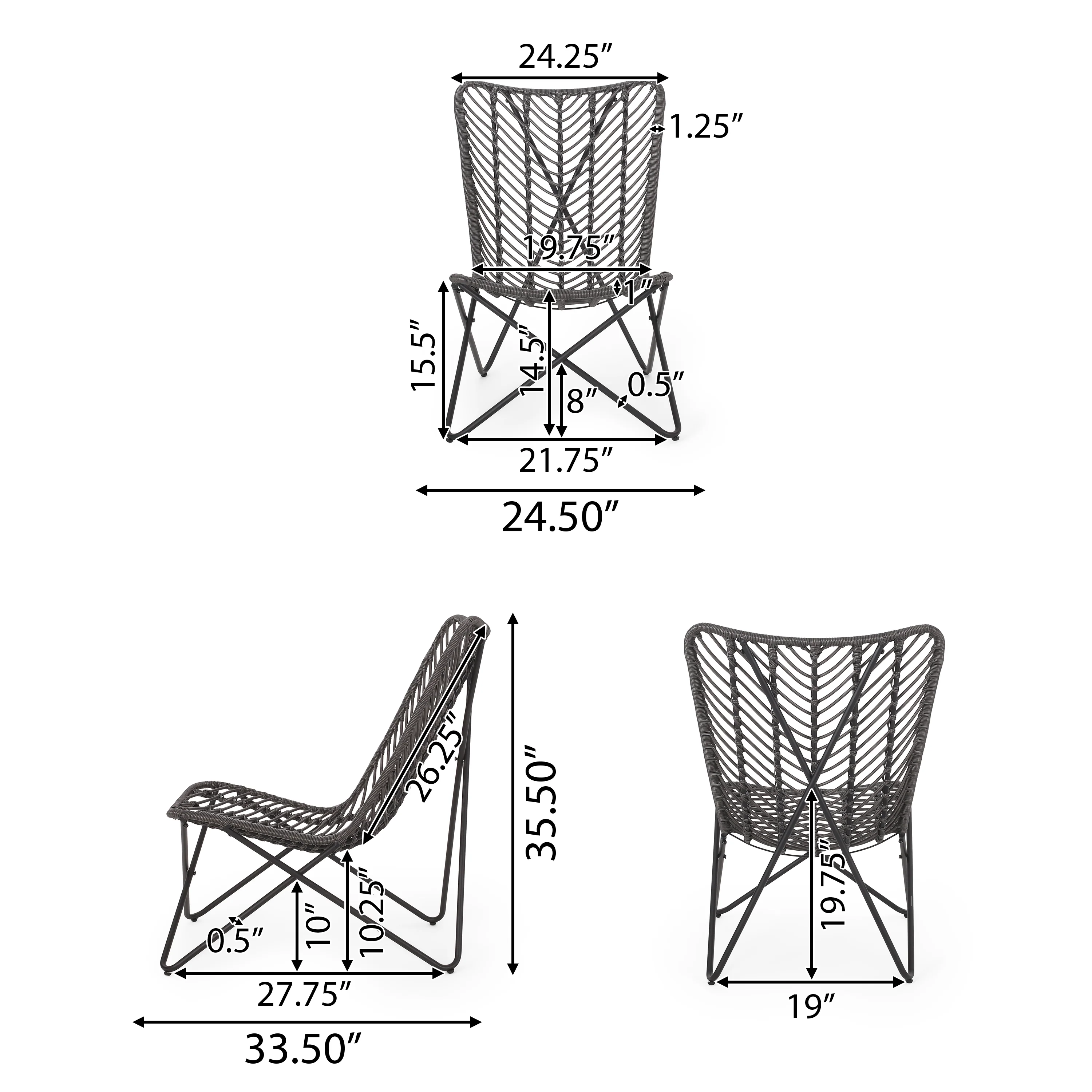 Juan Outdoor Wicker Accent Chairs, Set of 2 - furnishings