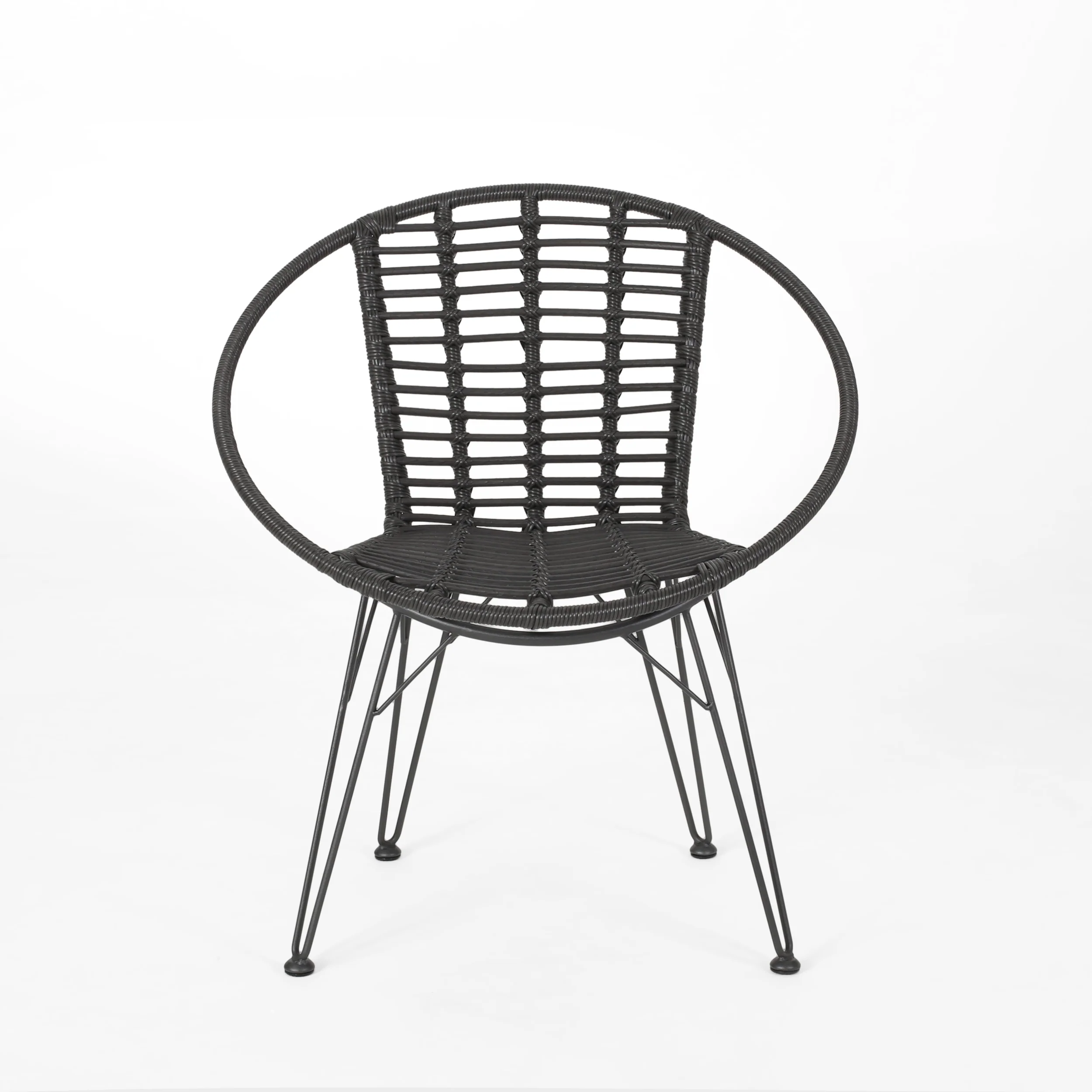 Zeferino Outdoor Modern Boho 2 Seater Wicker Chat Set with Side Table - furnishings