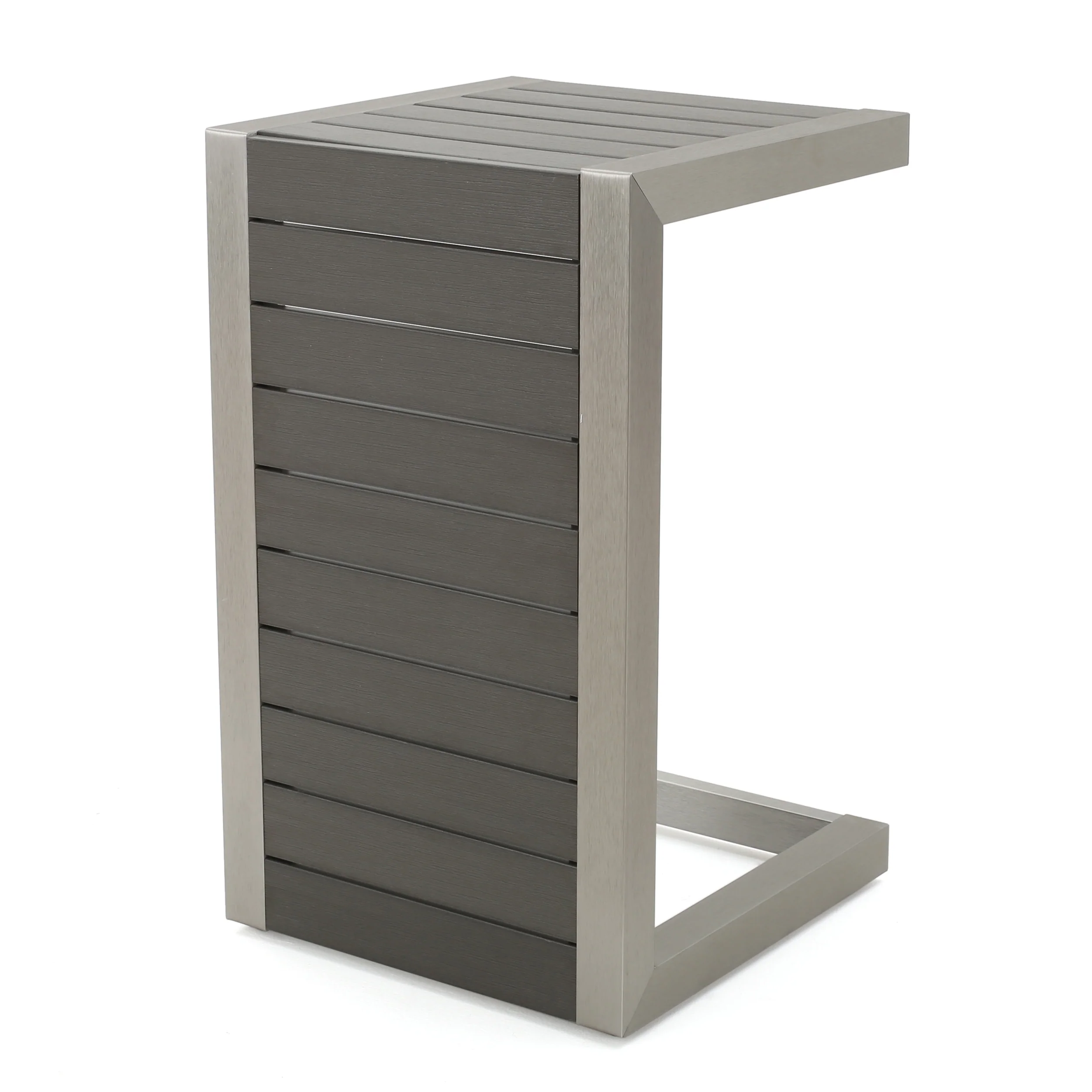 Crested-Bay Modern Aluminum C-Shaped End Table - furnishings