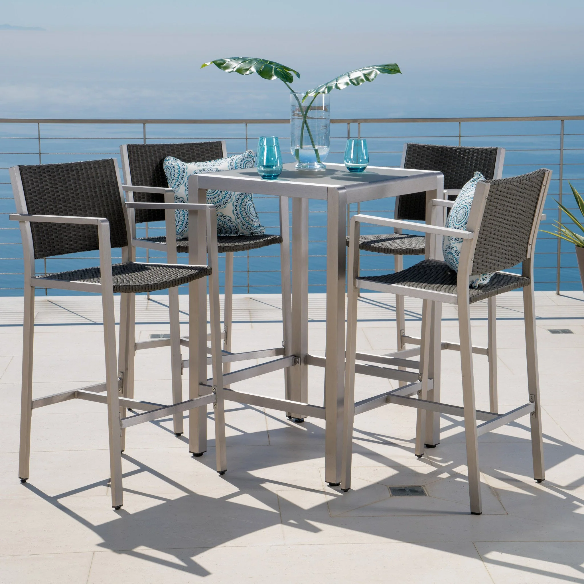 Outdoor Aluminum 5 Piece Bar Set - furnishings