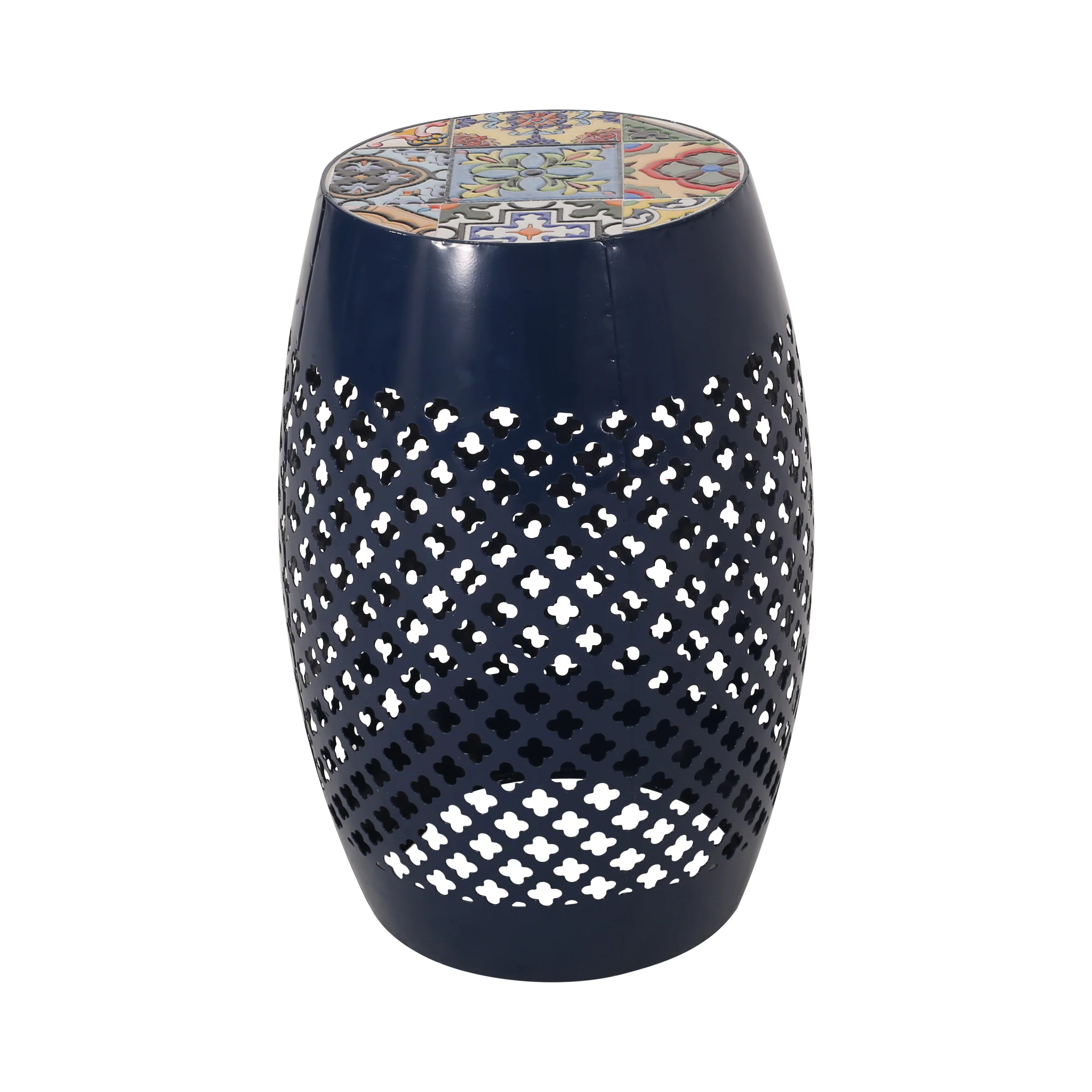 Kalyse Outdoor Lace Cut Side Table with Tile Top - furnishings
