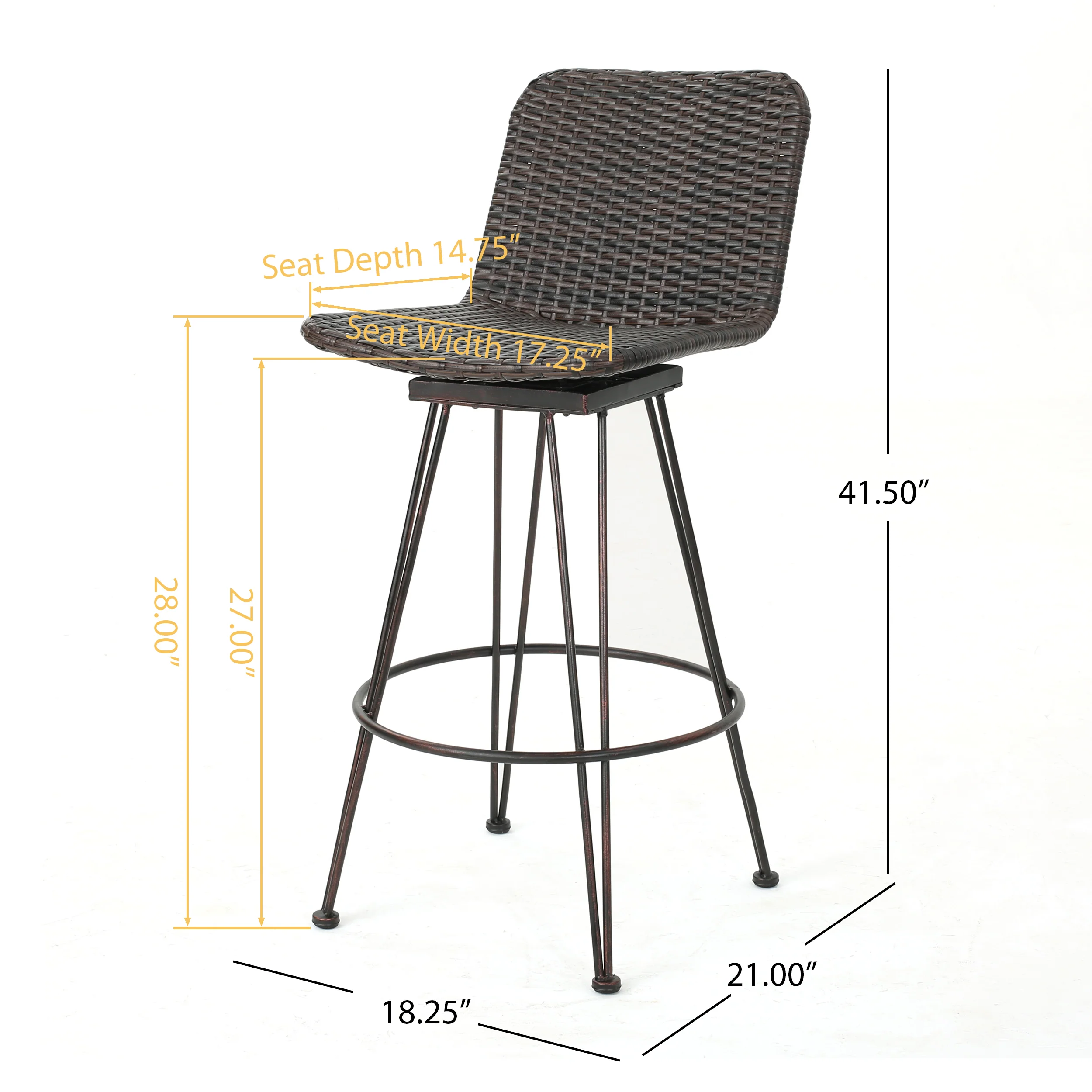 Avy Outdoor Modern Industrial 3 Piece Acacia Wood Bar Set - furnishings