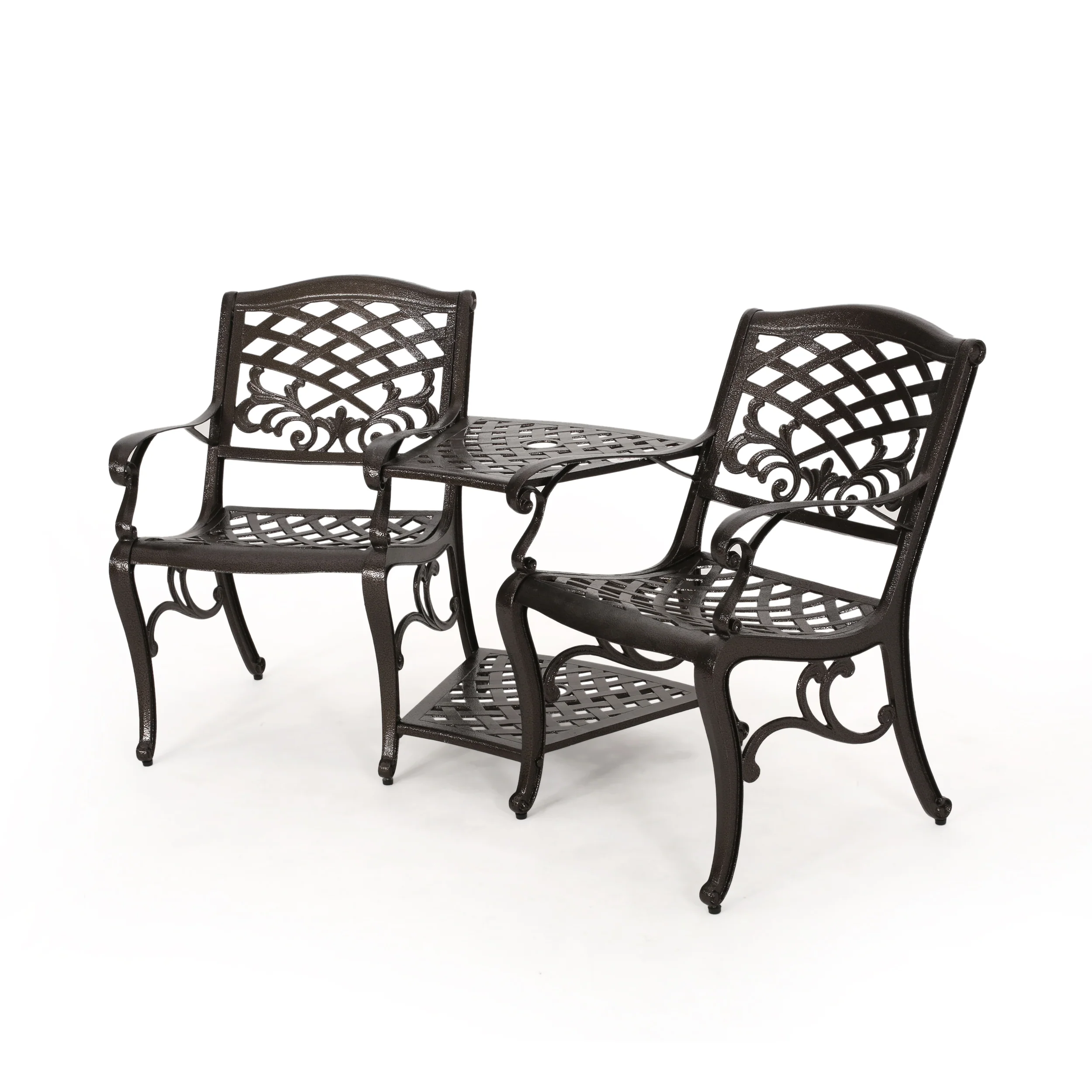 Prague Outdoor Cast Aluminum 2-Seater Set - furnishings