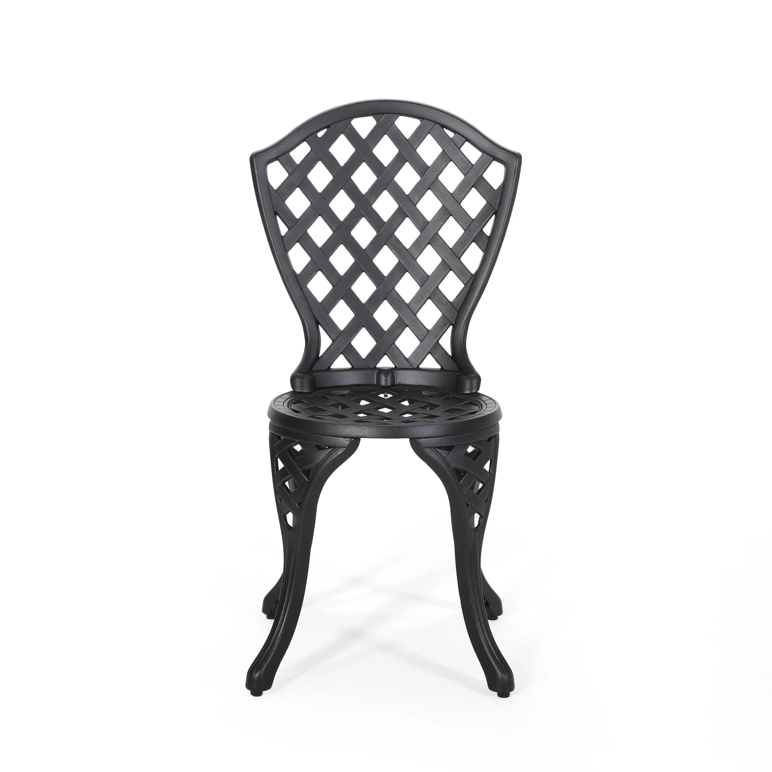 Lyon Traditional Outdoor 3-Piece Black with Bronze Cast Aluminum Bistro Set - furnishings