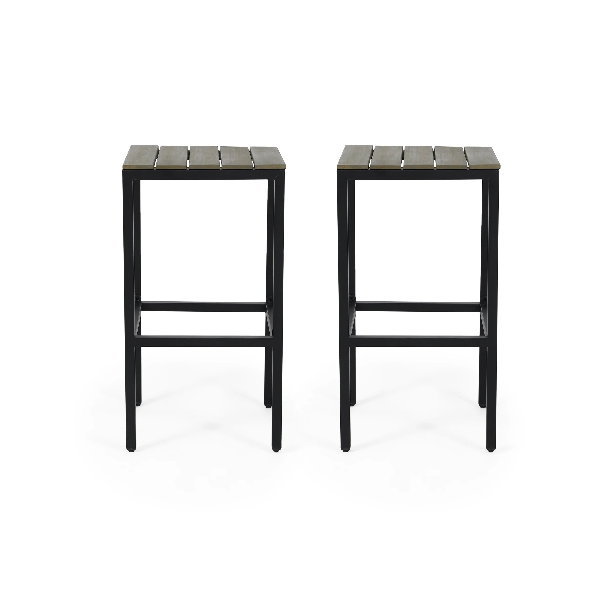 Arath Outdoor Modern Industrial Acacia Wood Bar Stools (Set of 2) - furnishings