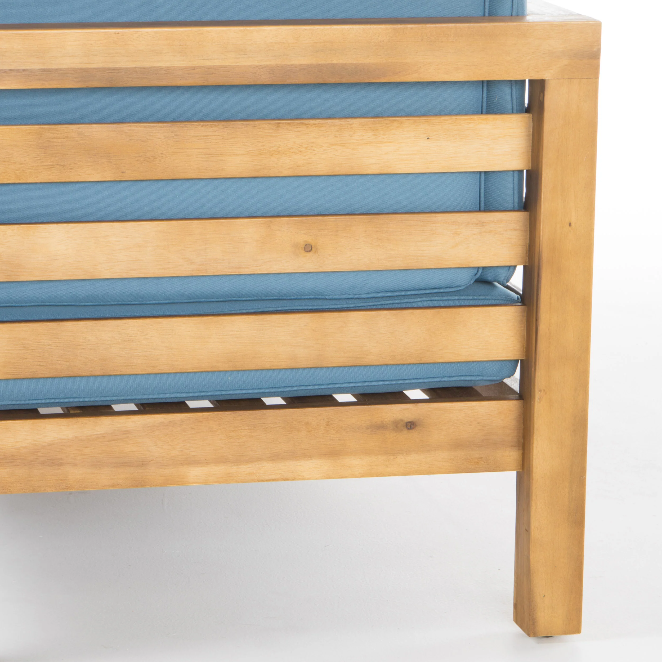Cascada Outdoor Acacia Wood Right Arm Loveseat and Coffee Table Set with Cushion - furnishings