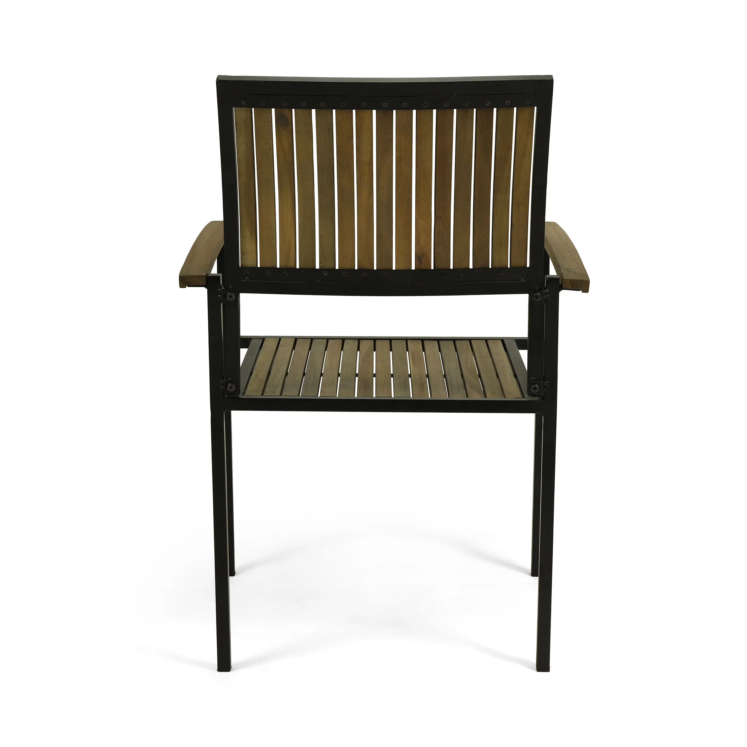 Owen Outdoor Wood and Iron Dining Chair (Set of 2) - furnishings