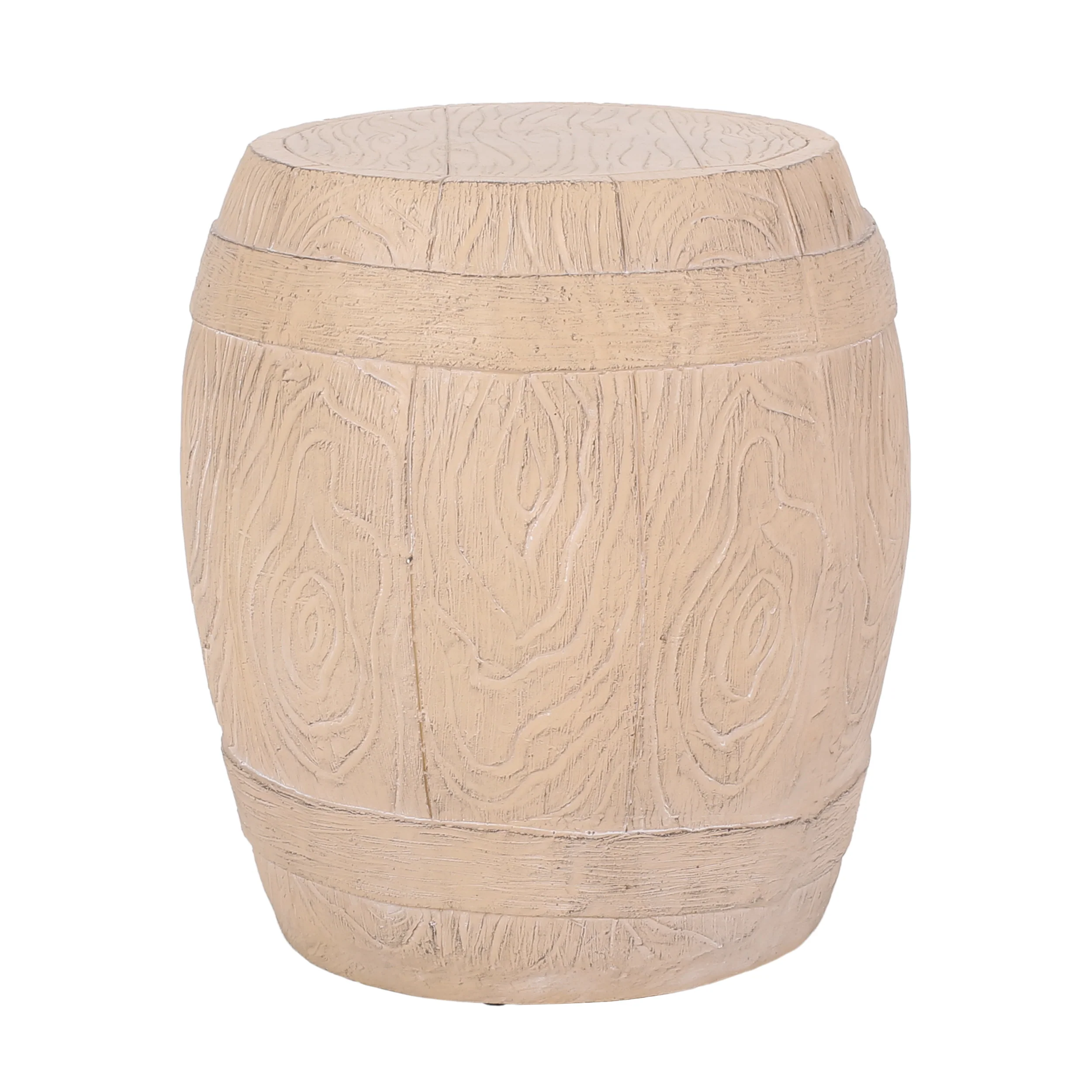 Durette Outdoor Lightweight Concrete Side Table, Natural Wood - furnishings