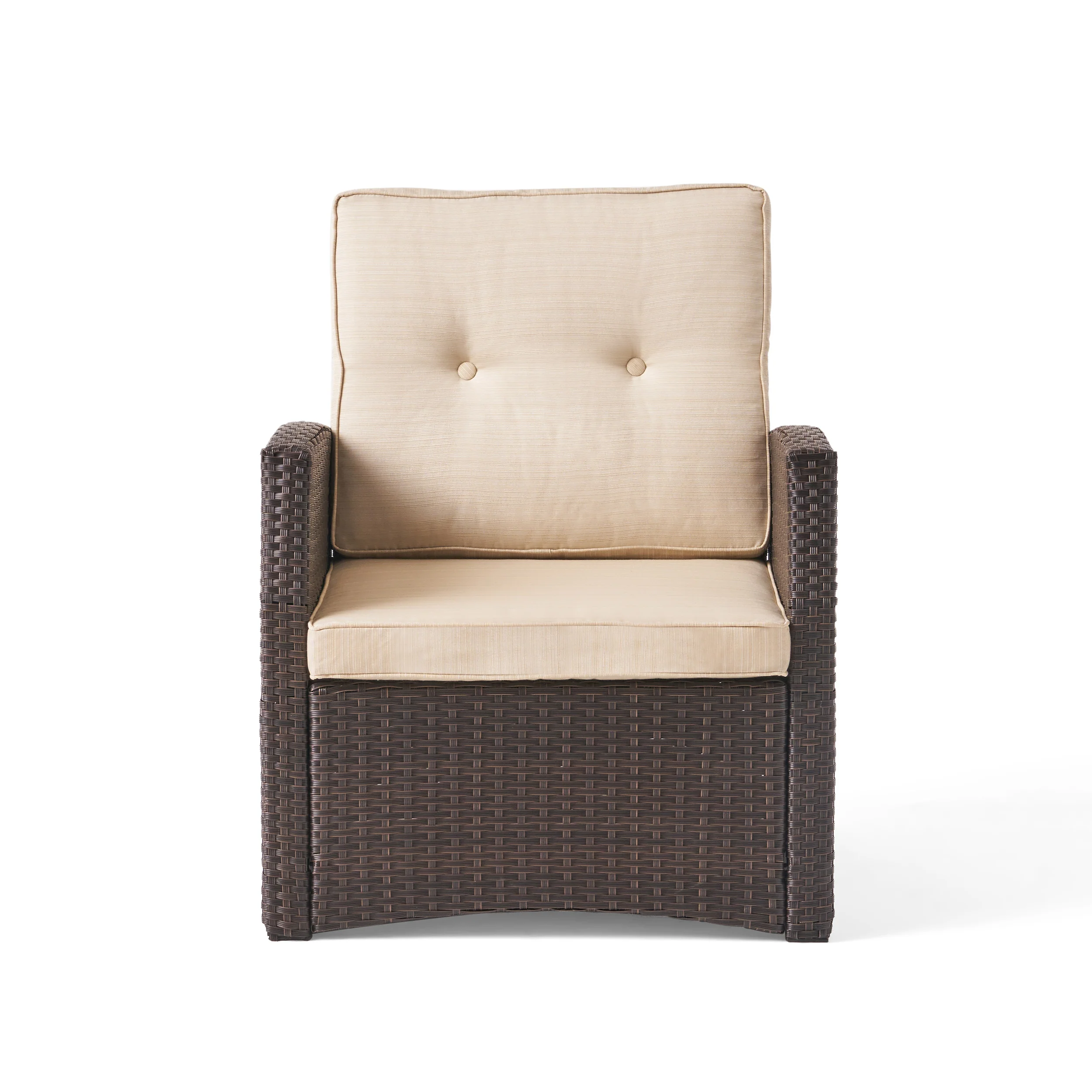 Roswell Outdoor 7 Seater Wicker Chat Set with Light Weight Concrete Fire Pit - furnishings