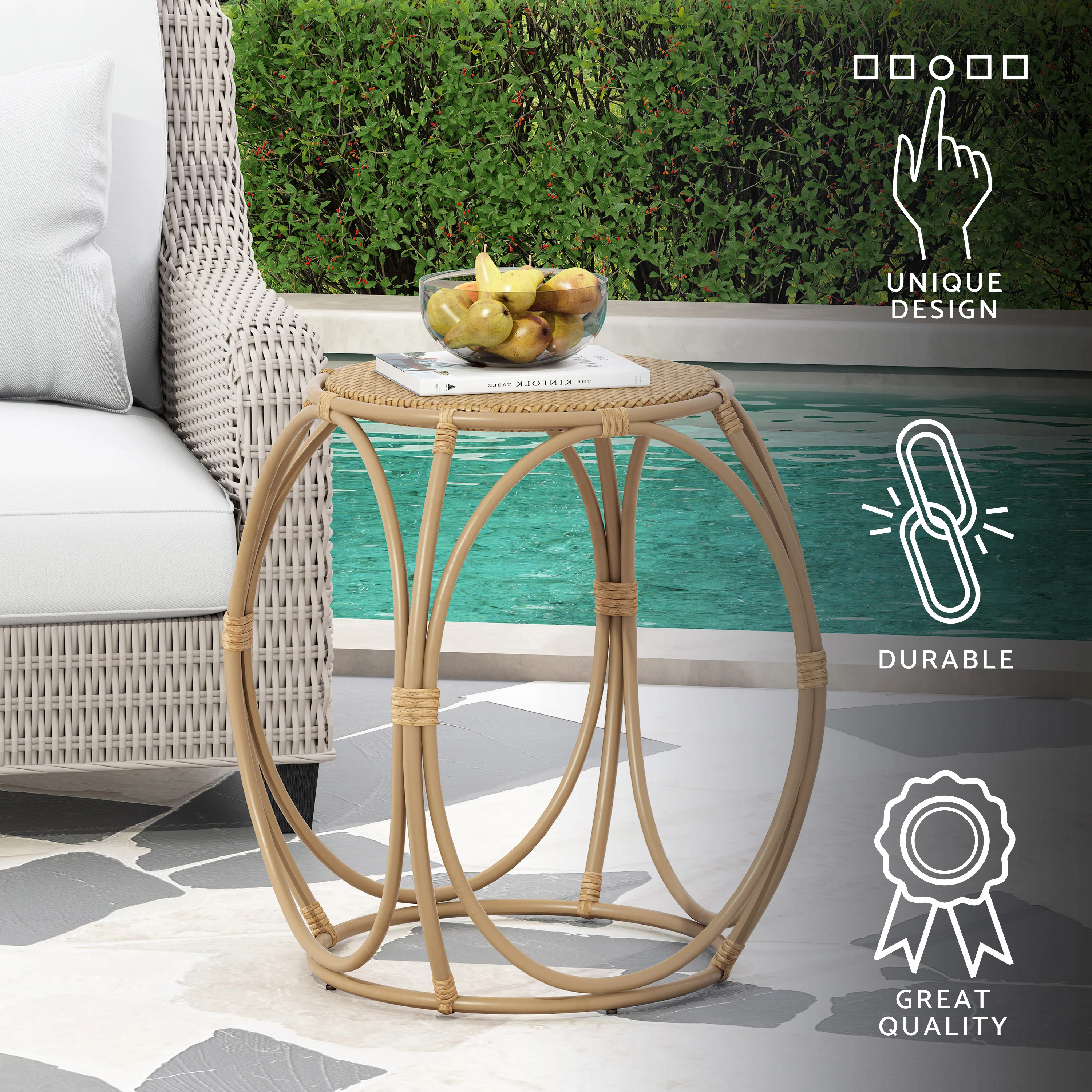 Coston Outdoor Wicker Side Table - furnishings
