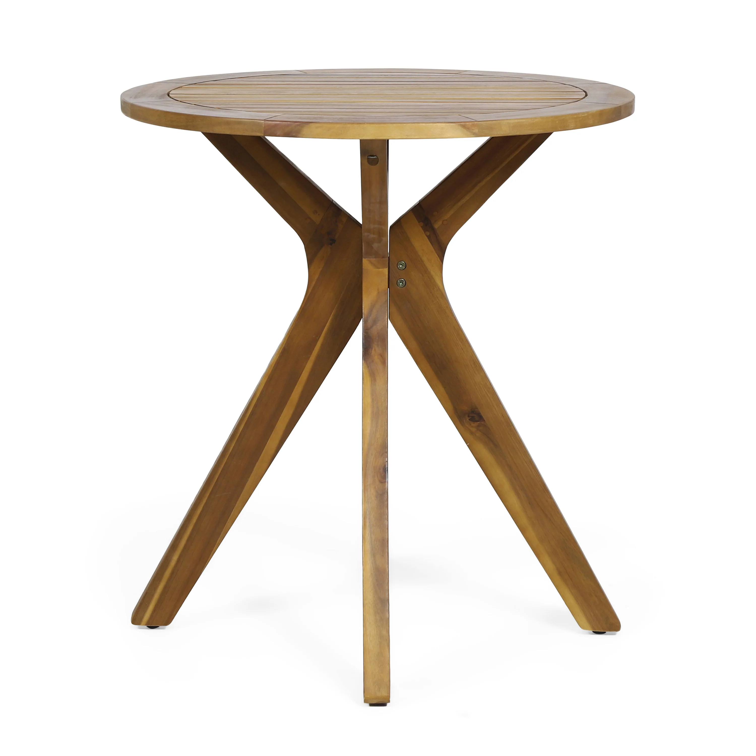 Brigitte Outdoor Round Acacia Wood Bistro Table with X Legs - furnishings