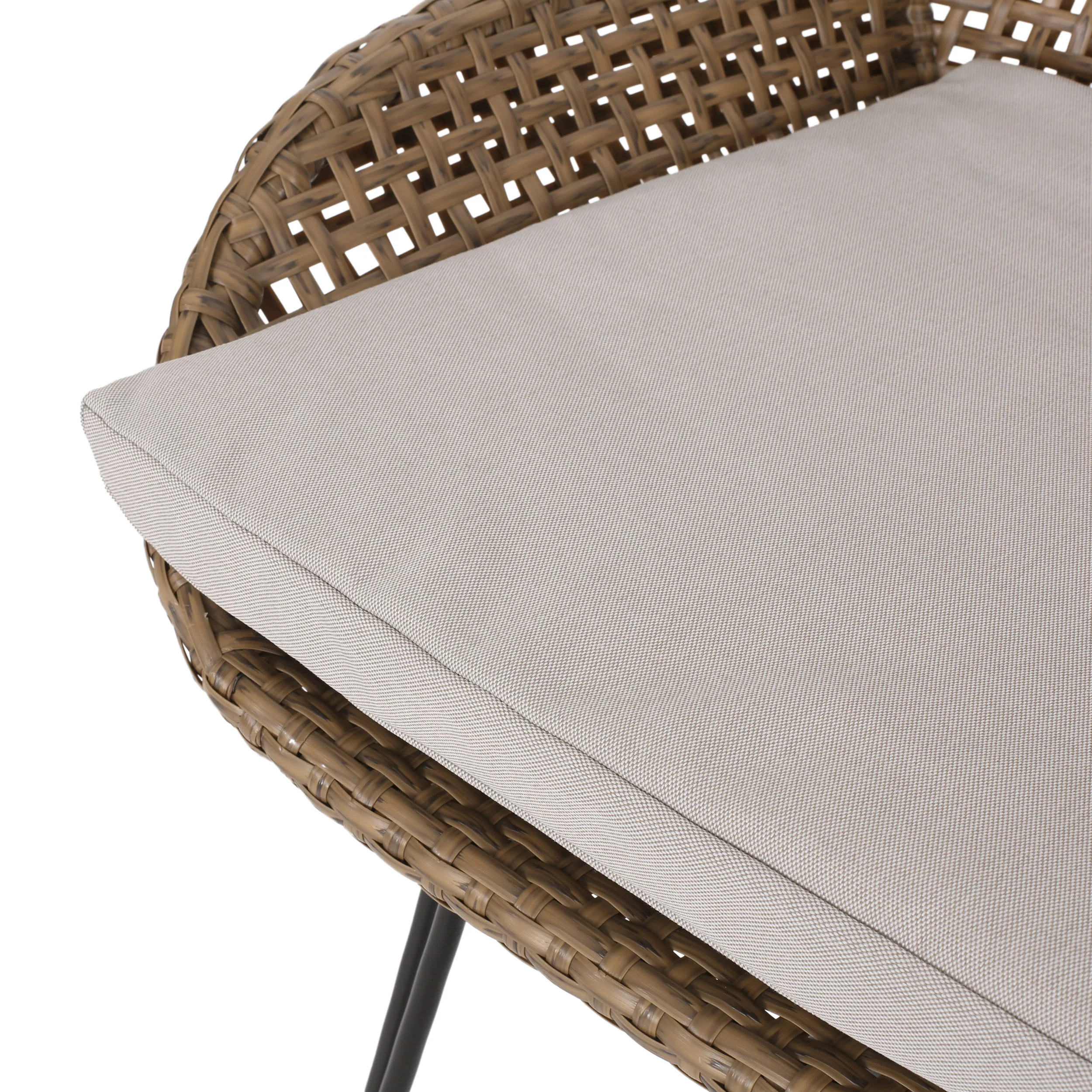 Pondway Outdoor Wicker and Iron Barstools with Cushion, Set of 4 - furnishings