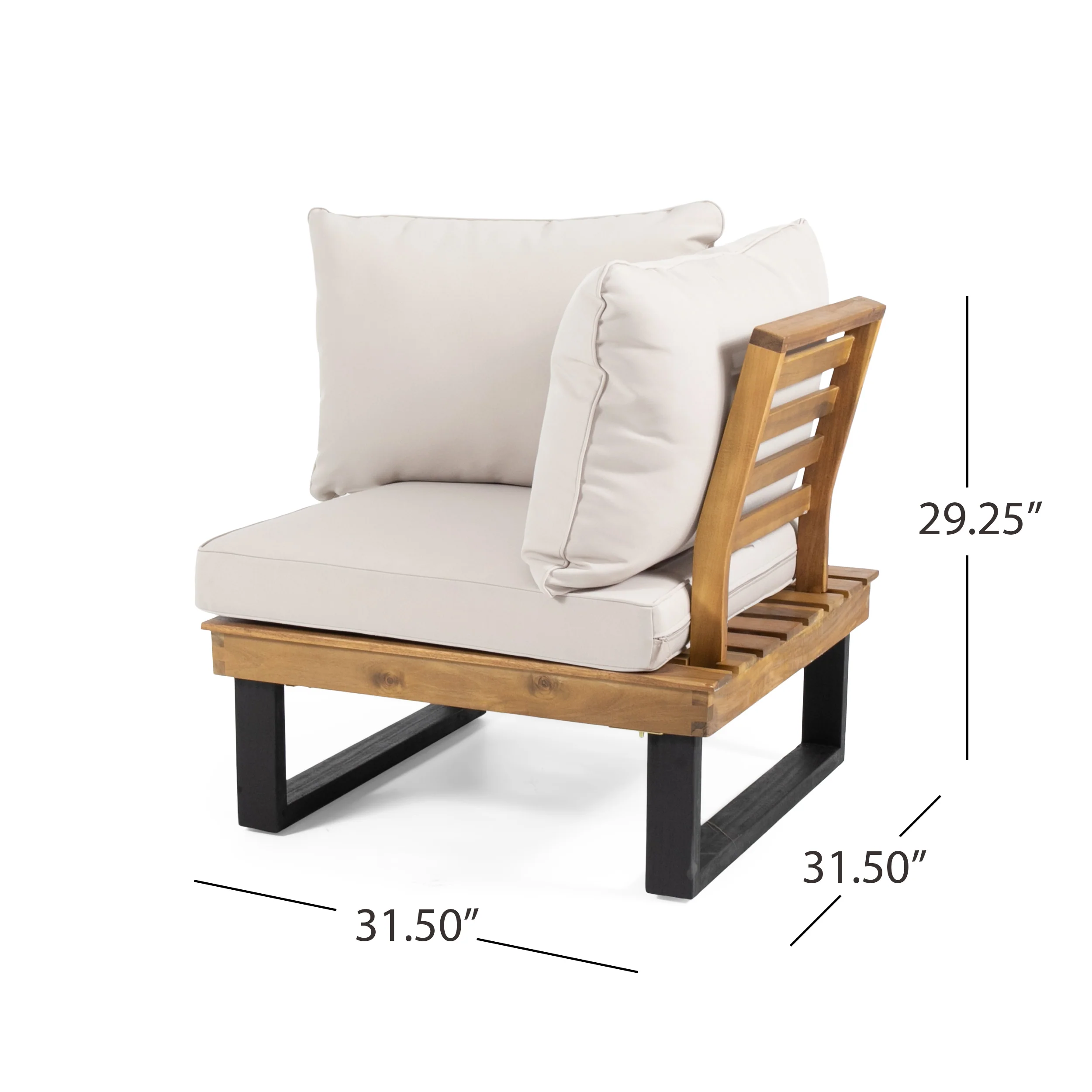 Sierra Outdoor Acacia Wood 5 Seater Sofa Sectional with Water-Resistant Cushions - furnishings
