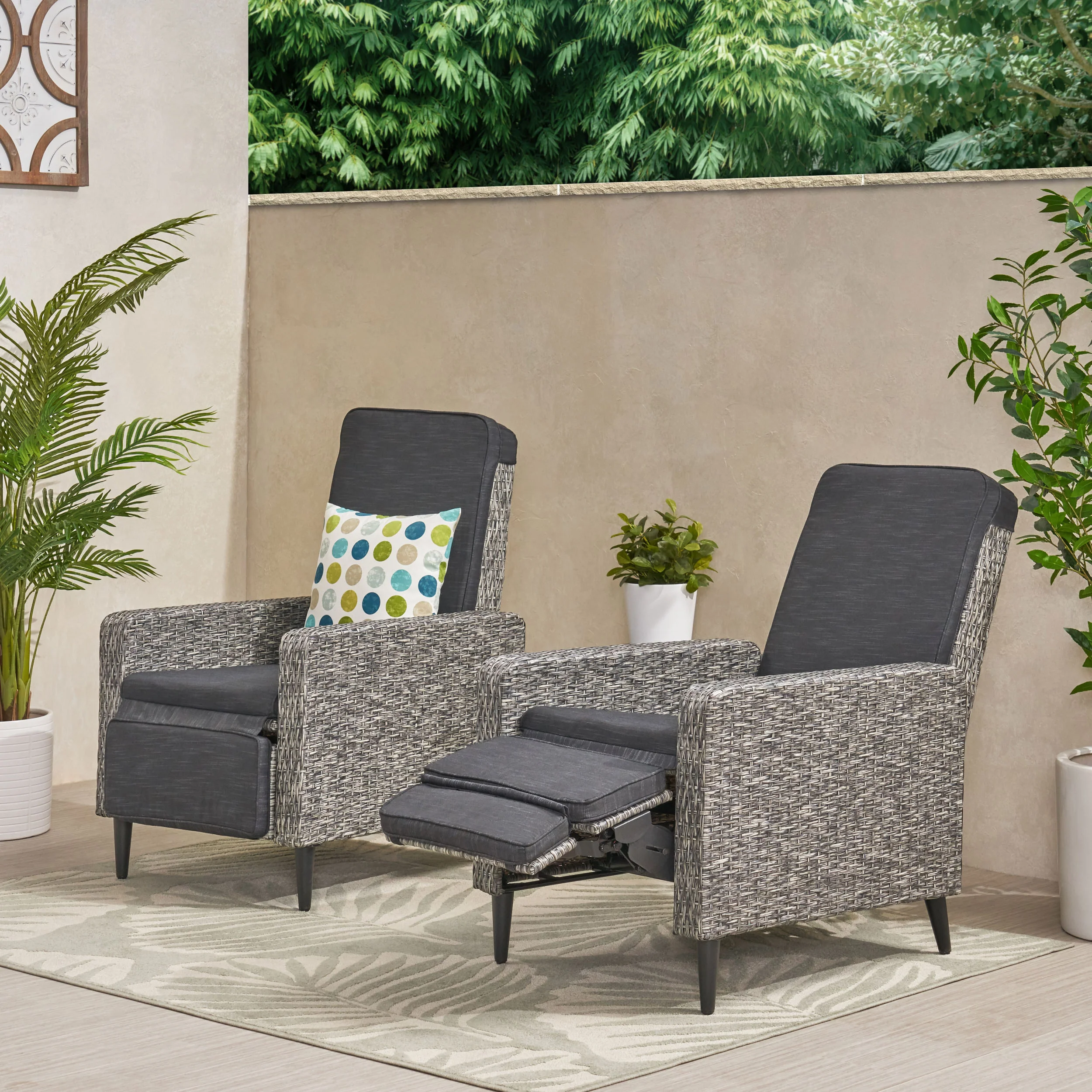 Fircrest Outdoor Wicker Recliners, Set of 2 - furnishings