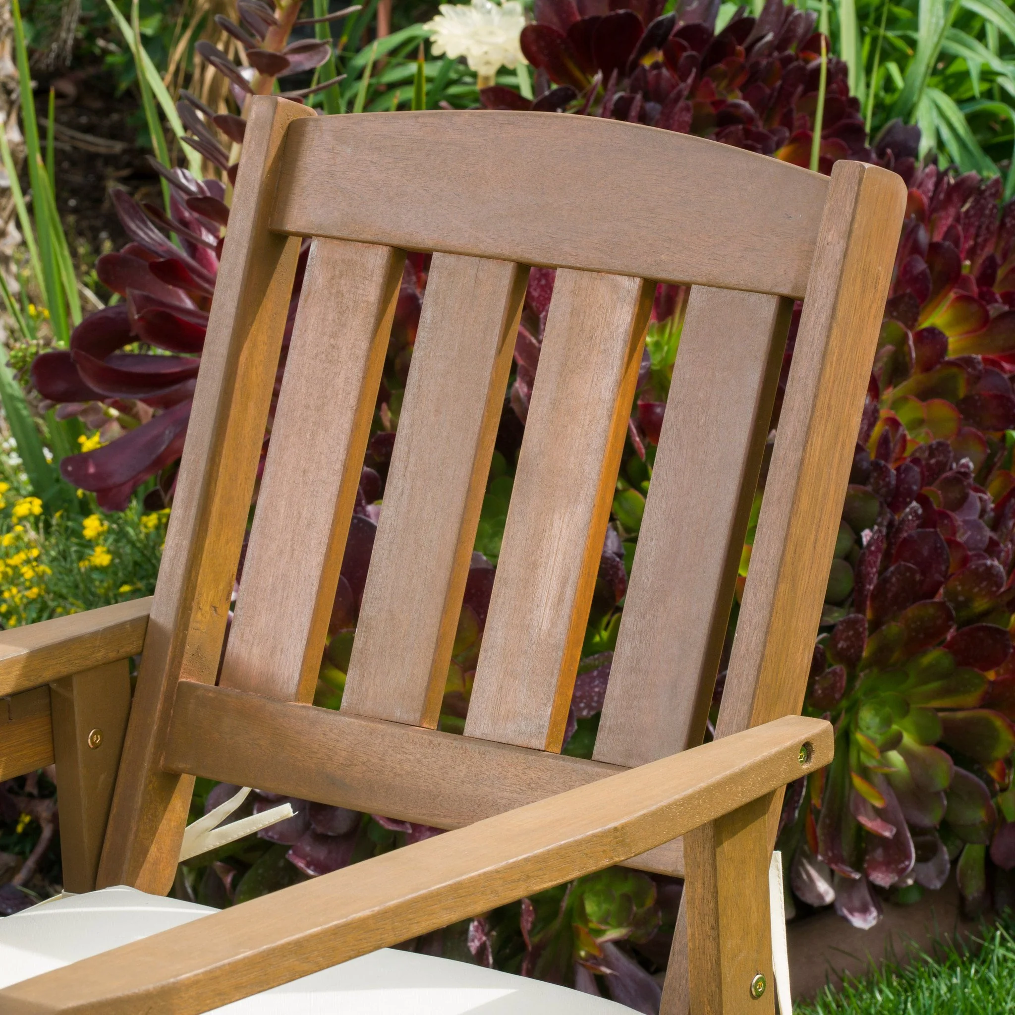 Las Brisas Outdoor Wood Adjoining 2-Seater Chairs with Cushions - furnishings
