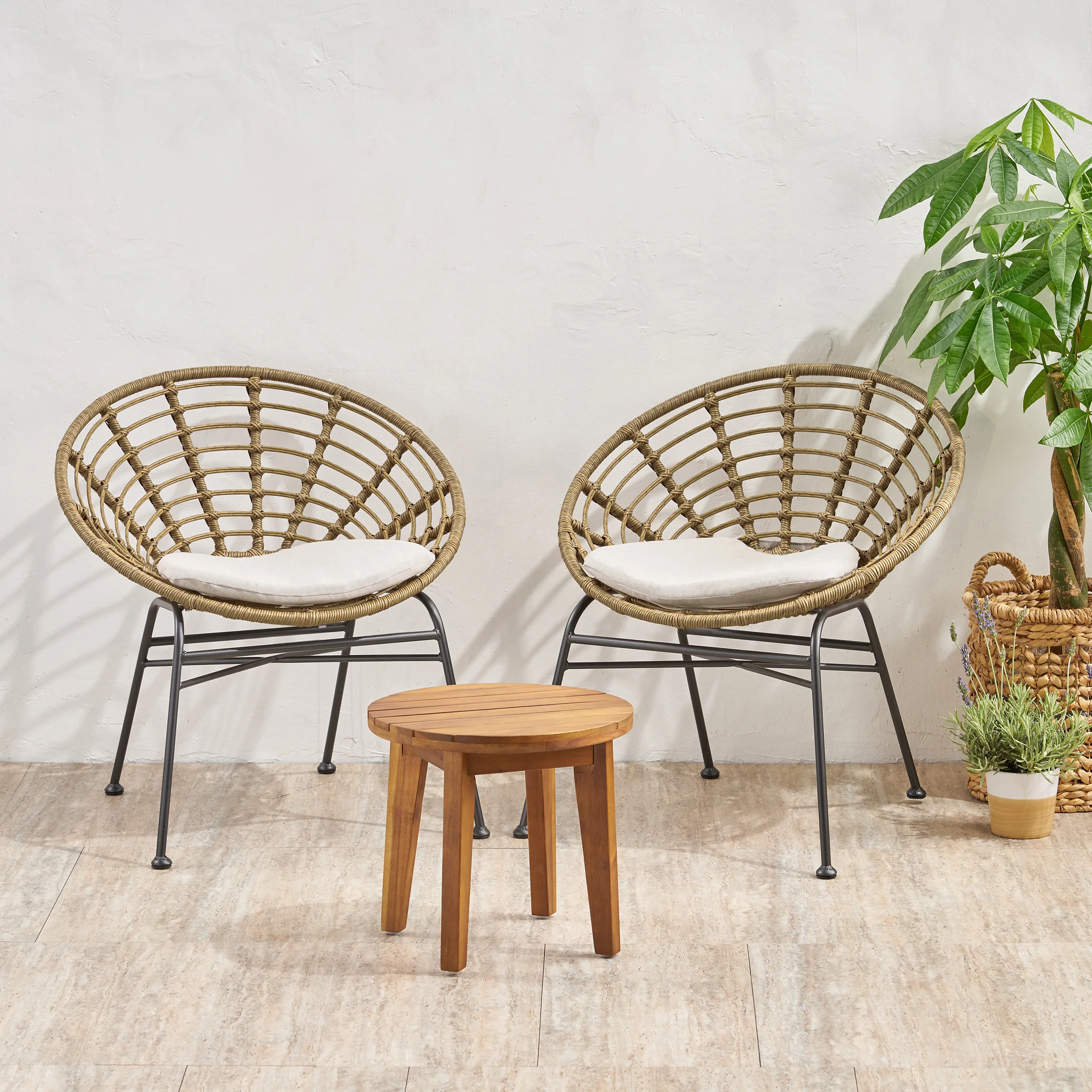 Heloise Outdoor 2 Seater Acacia Wood Chat Set - furnishings