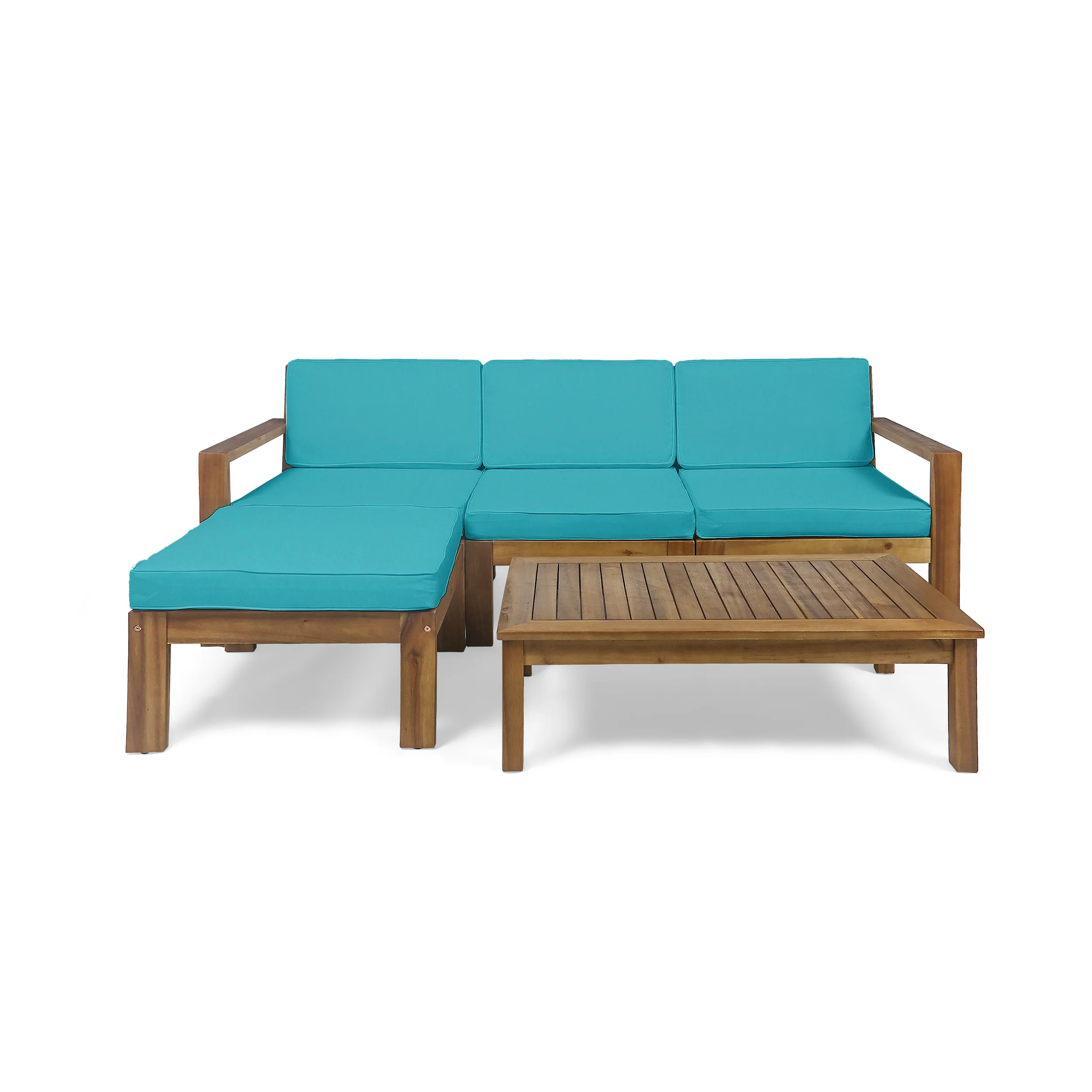 Makayla Ana Outdoor 3 Seater Acacia Wood Sofa Sectional with Cushions - furnishings